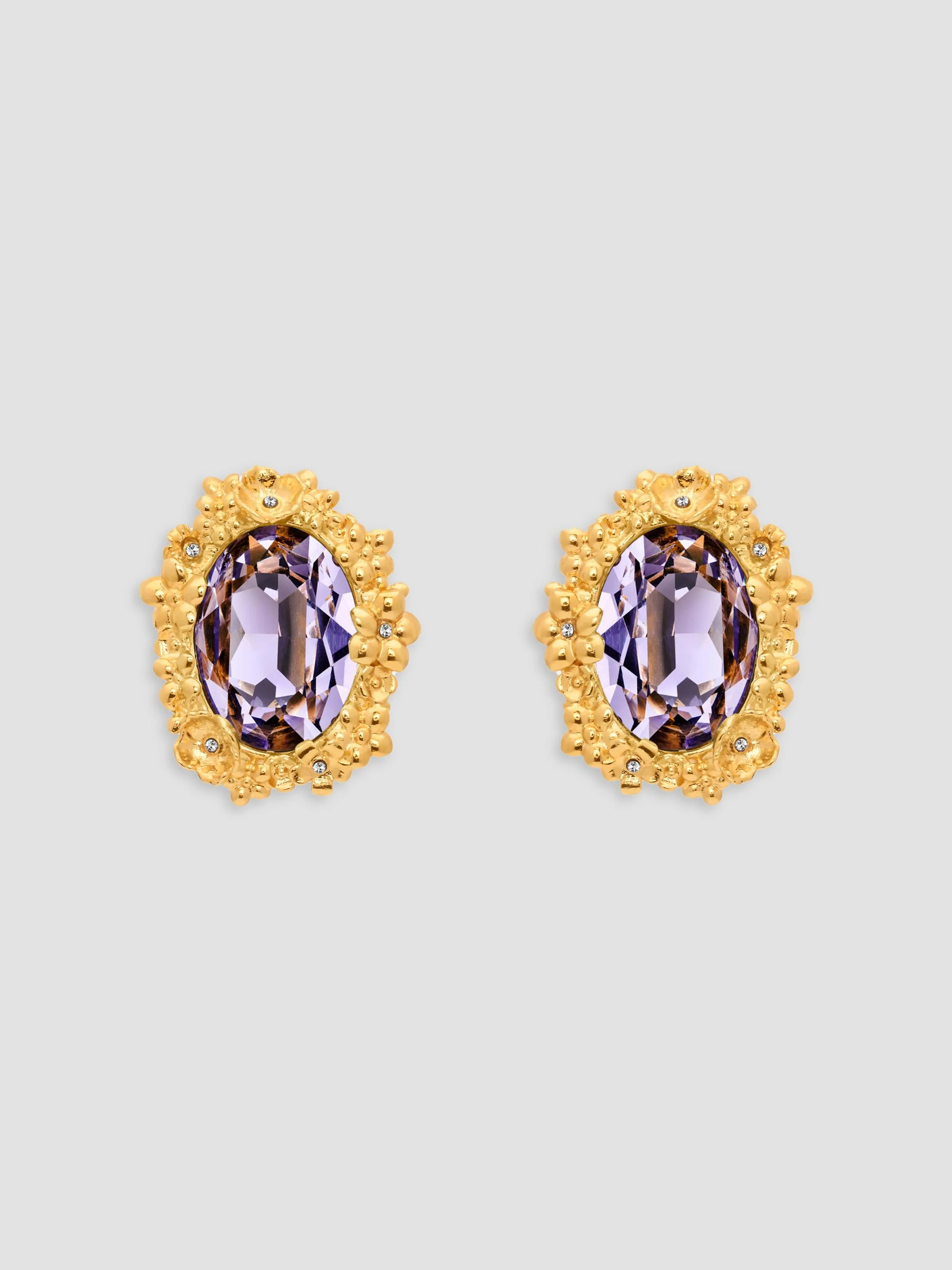Women's Goldtone & Glass Crystal Stud Earrings - Violet - 1