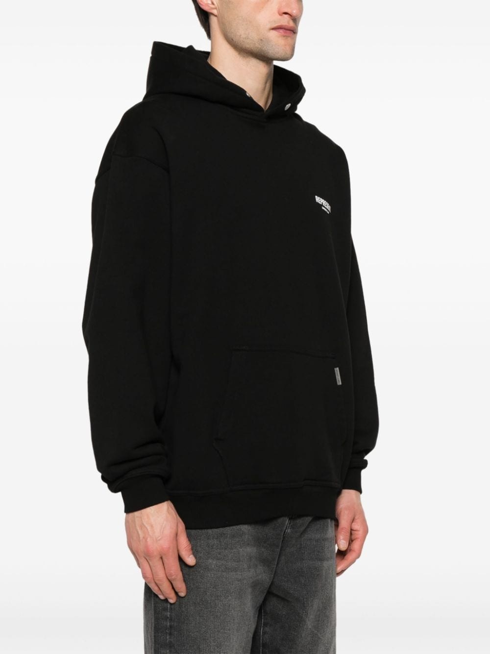 logo-print cotton hoodie - 4