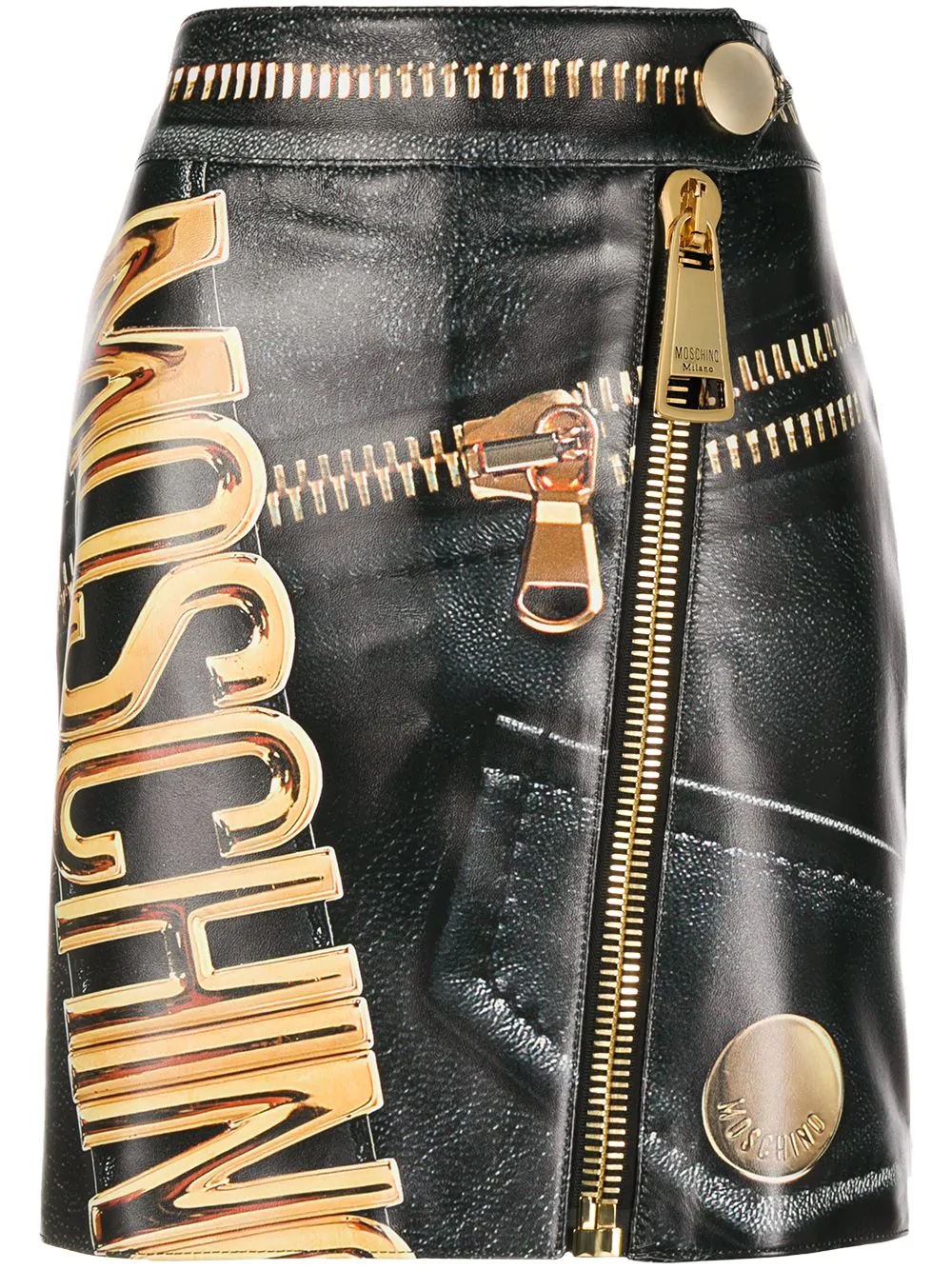 logo print biker skirt - 1