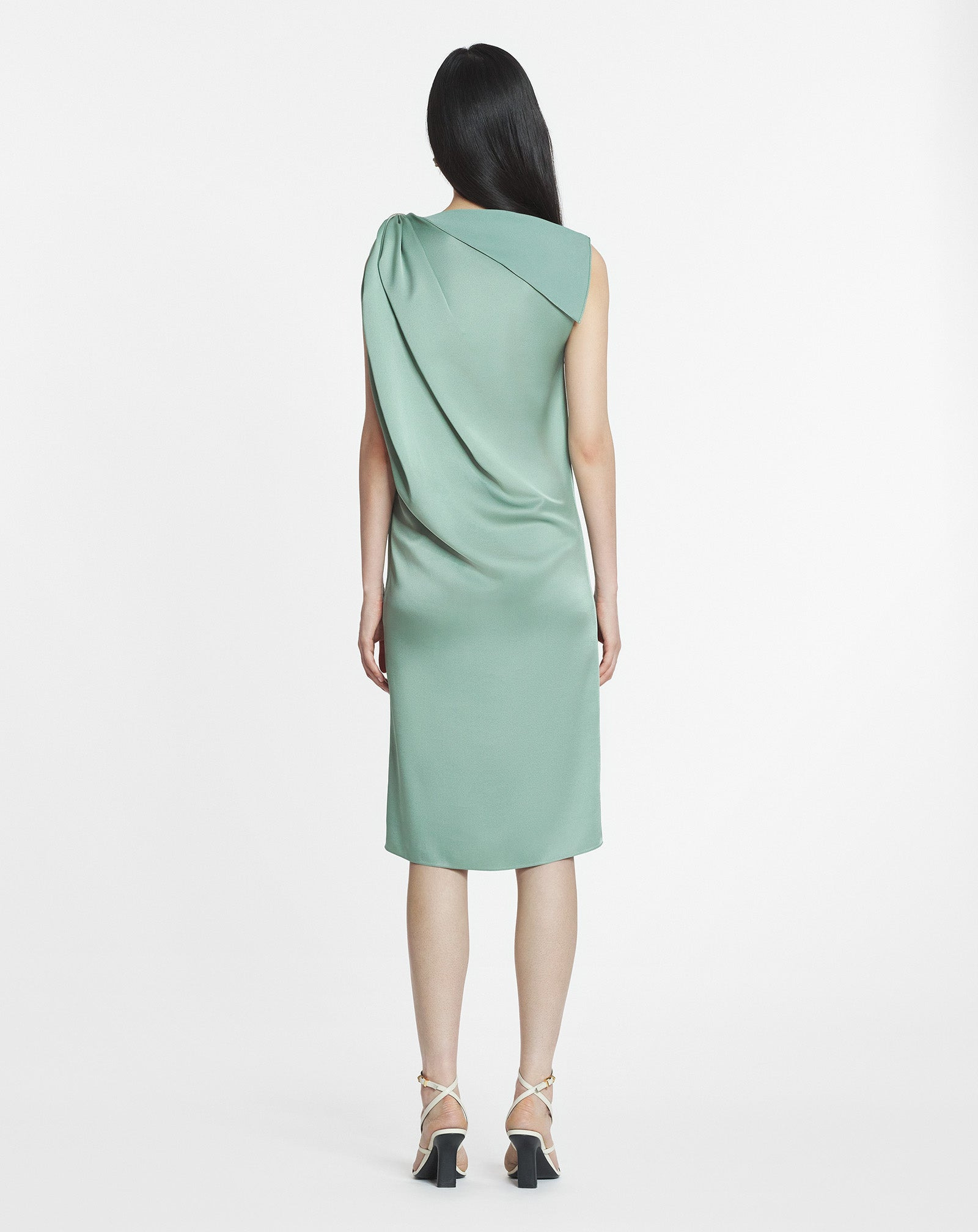 ARPÈGE RING DRAPED SATIN DRESS - 4