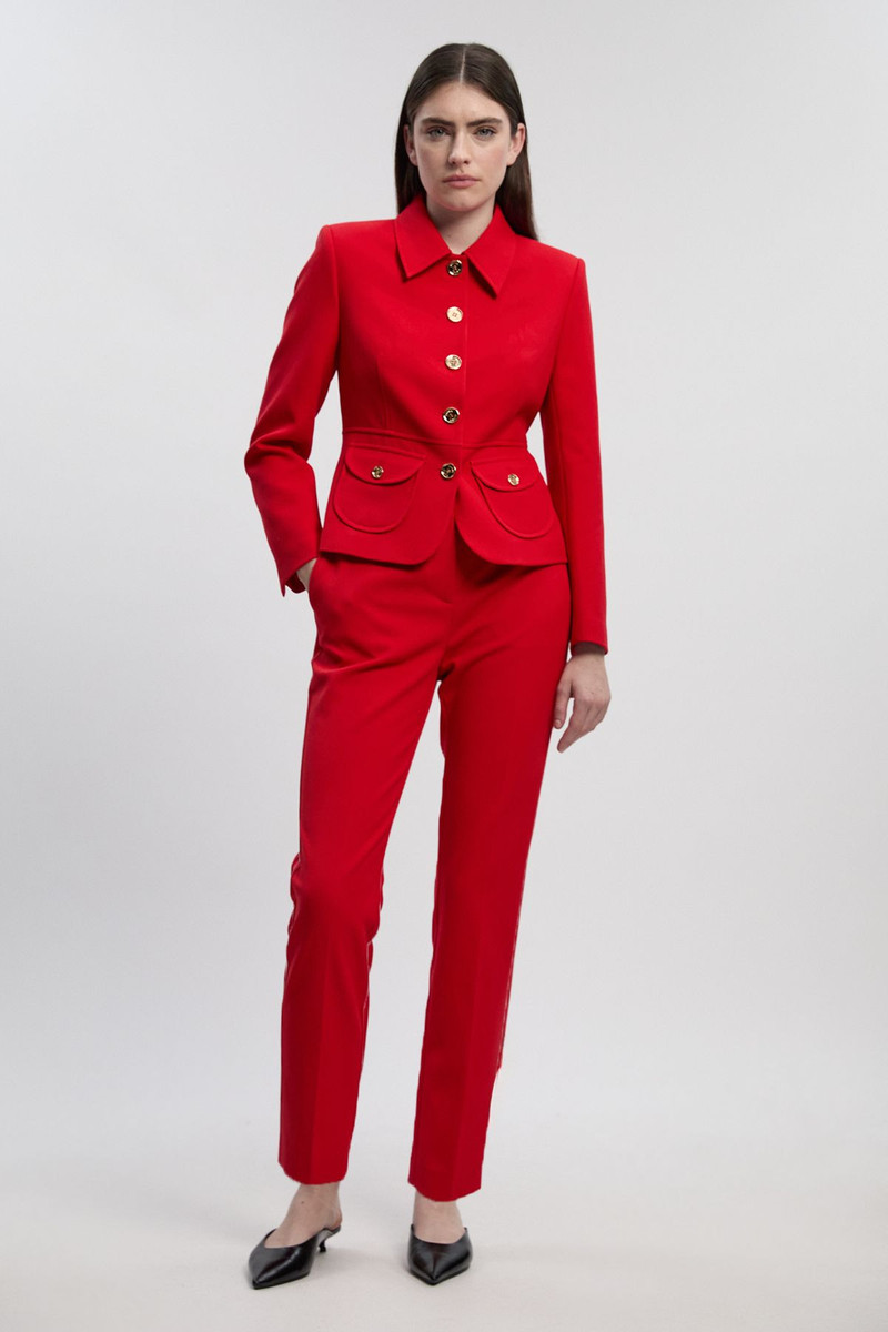 KAREN MILLEN Textured Compact Stretch Tailored Jacket outlook