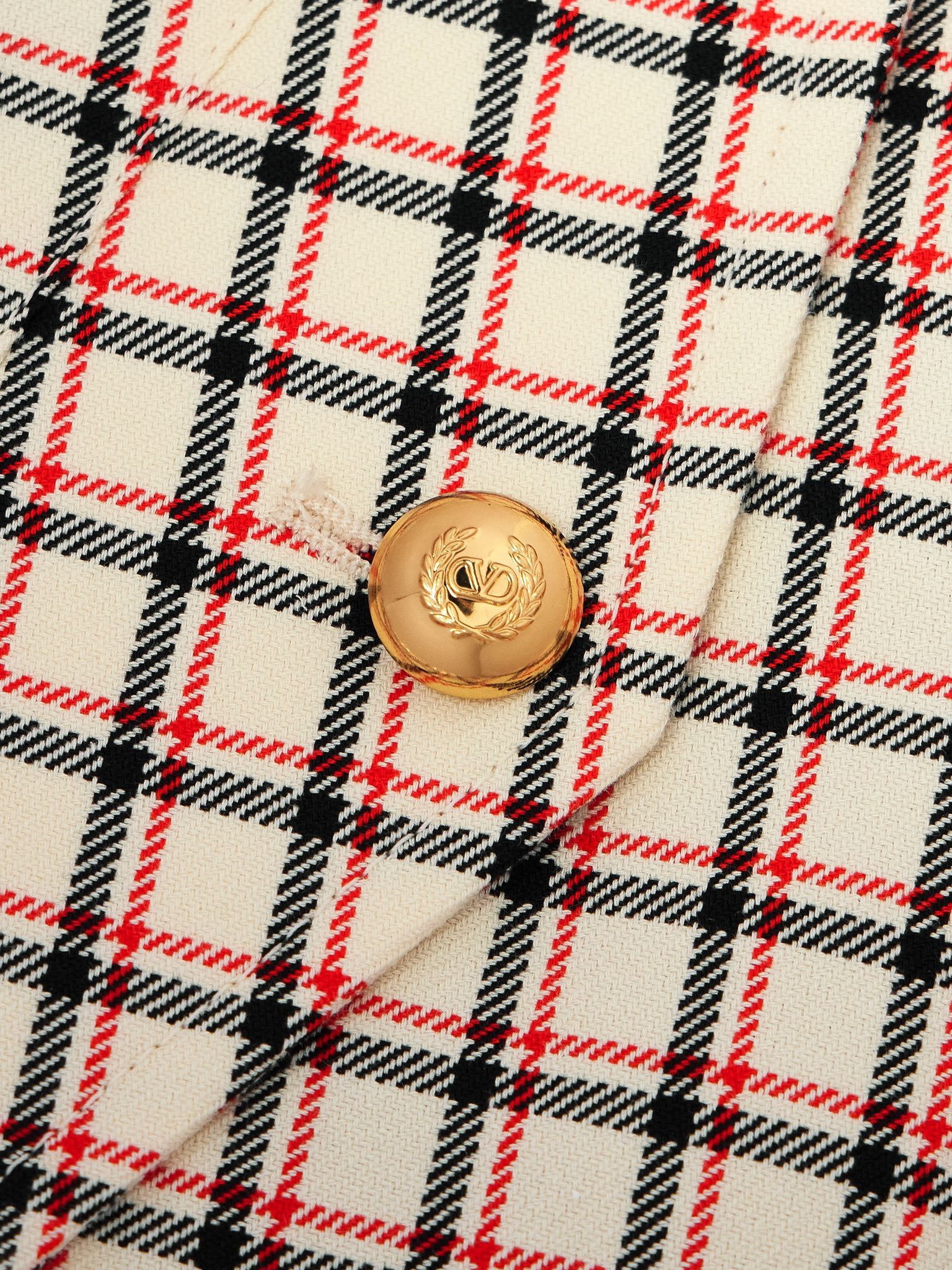 Checked Cotton-Twill Jacket Cream - 6