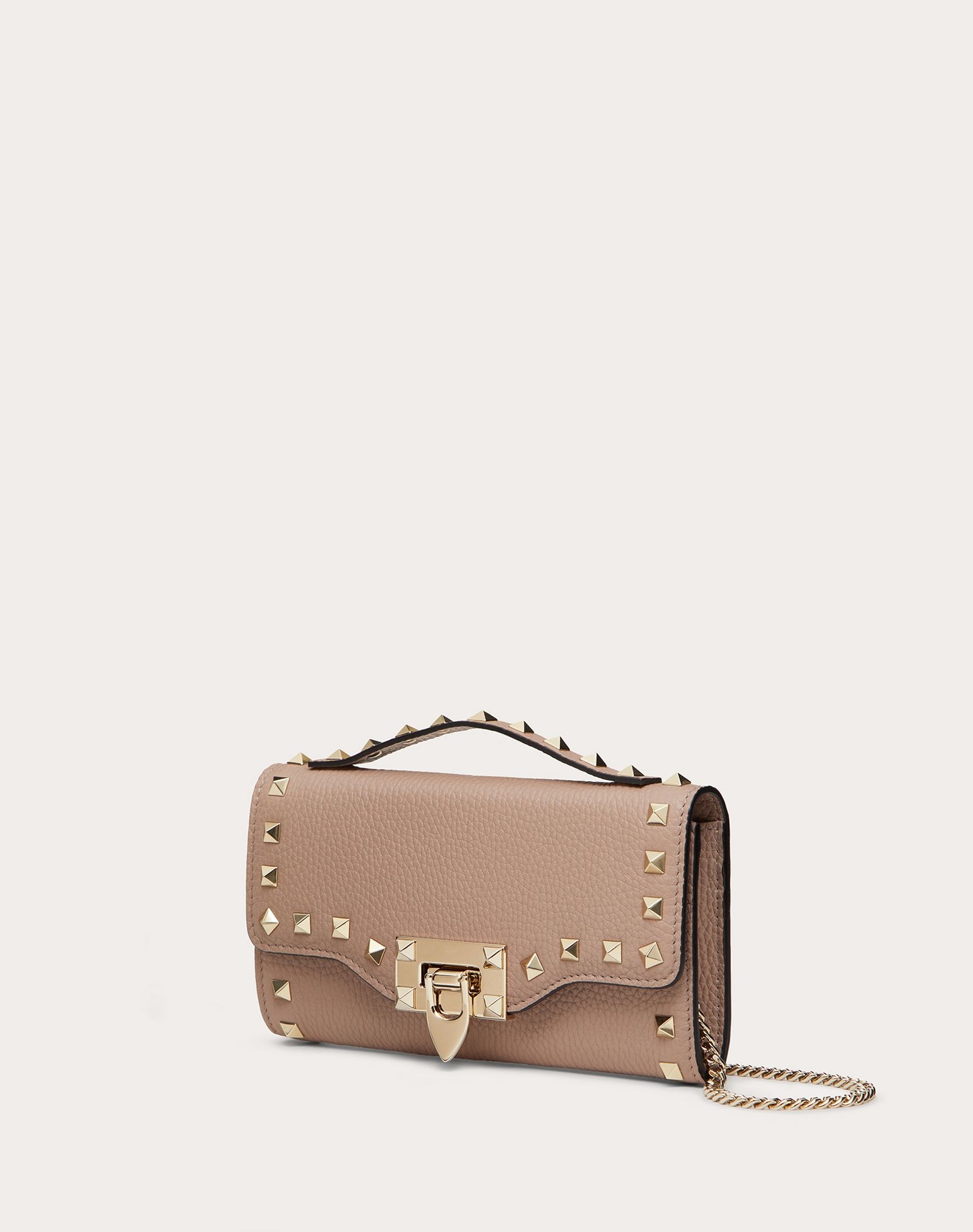 ROCKSTUD GRAINY CALFSKIN WALLET WITH CHAIN STRAP - 4