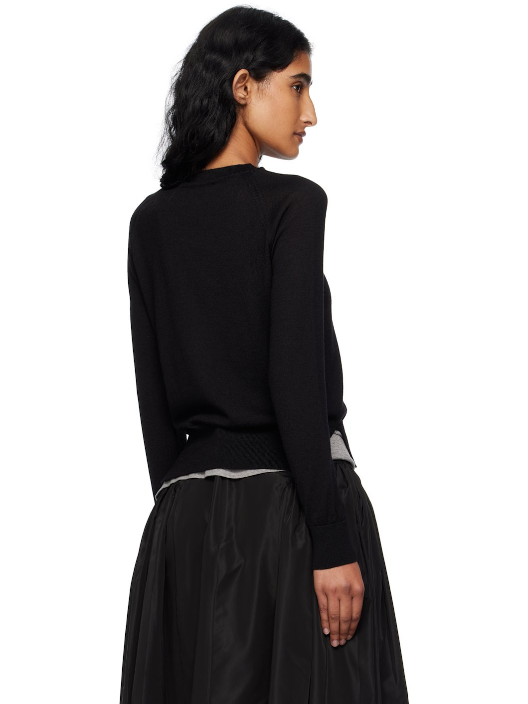 Black Classic Long Sleeve Fine Knit Sweater - 3