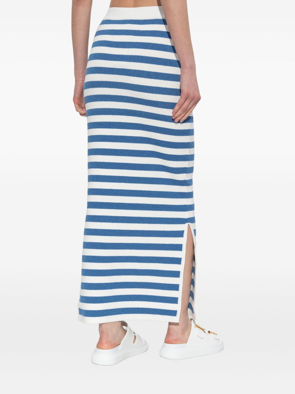 stripe side-split midi fitted skirt - 4