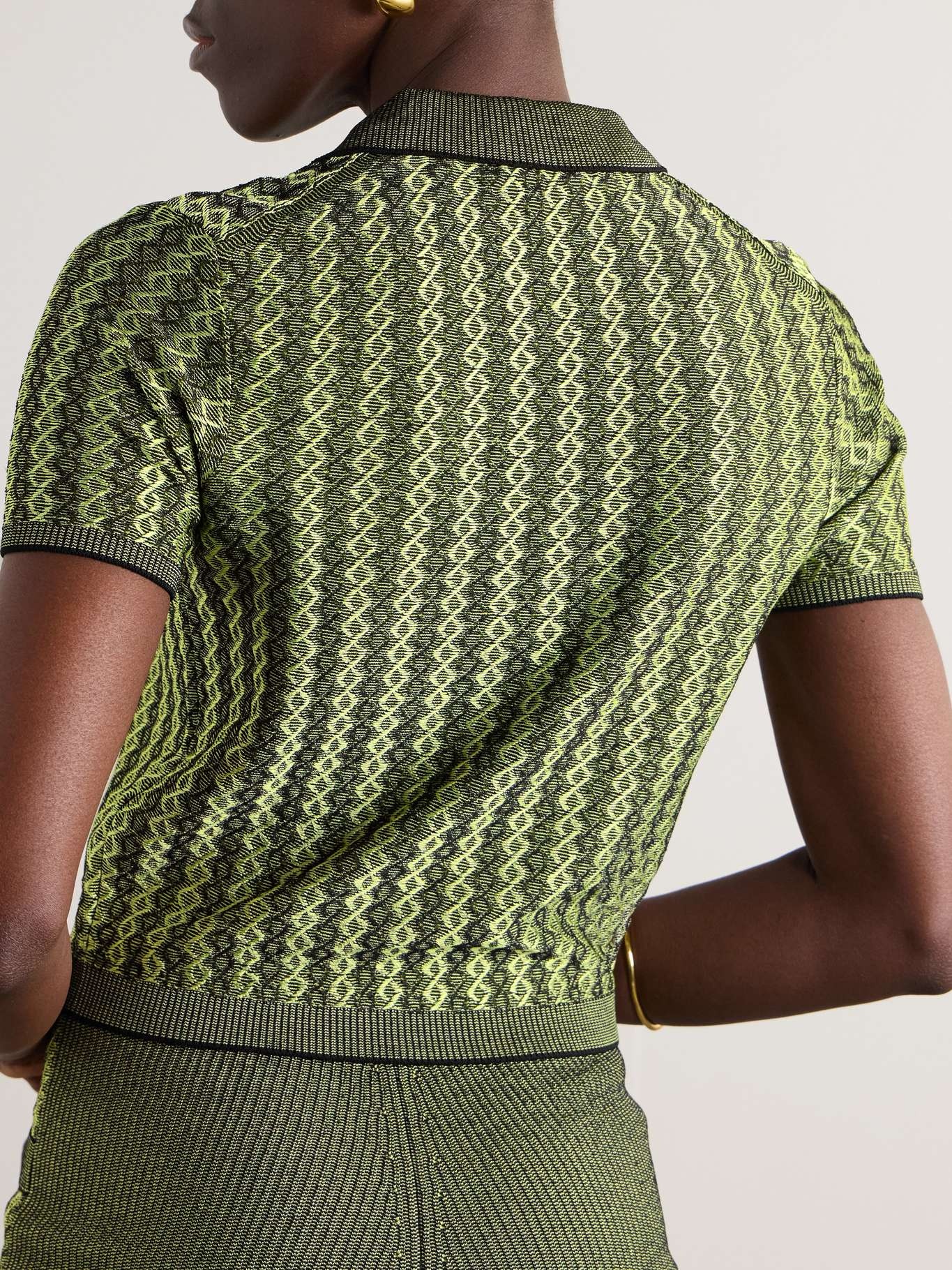 Marino jacquard-knit polo shirt Green - 3