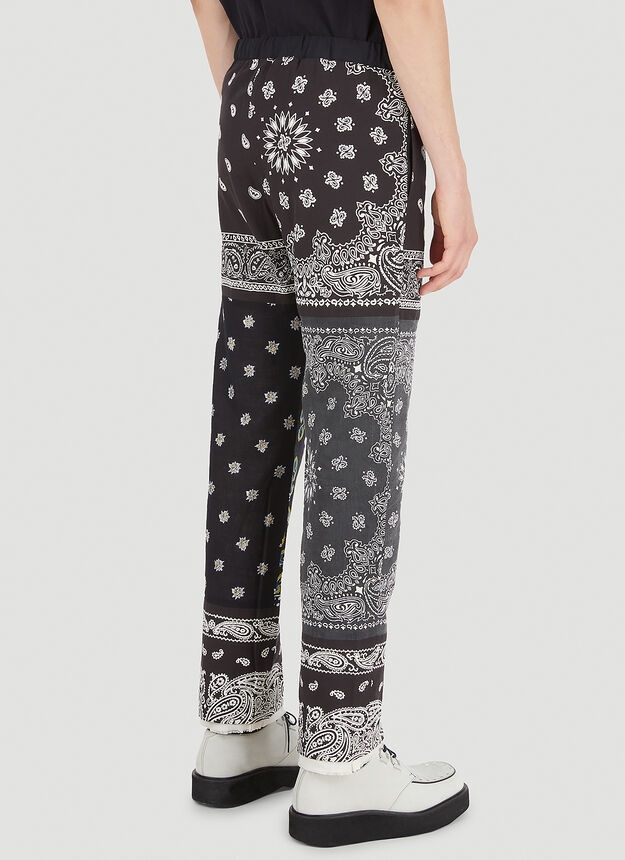 Patchwork Bandana Pants in Black - 4