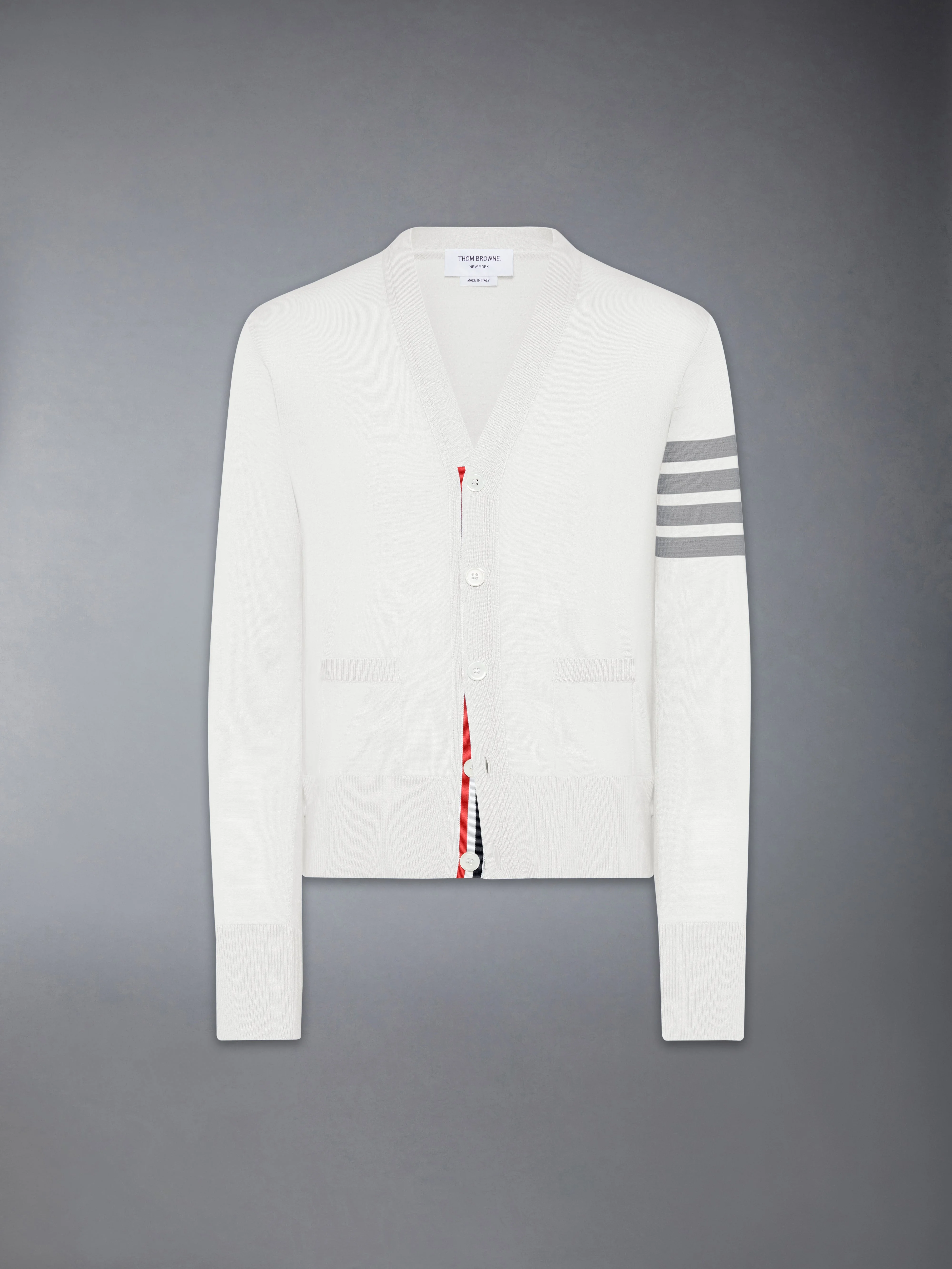 MERINO WOOL 4-BAR CLASSIC V-NECK CARDIGAN - 1