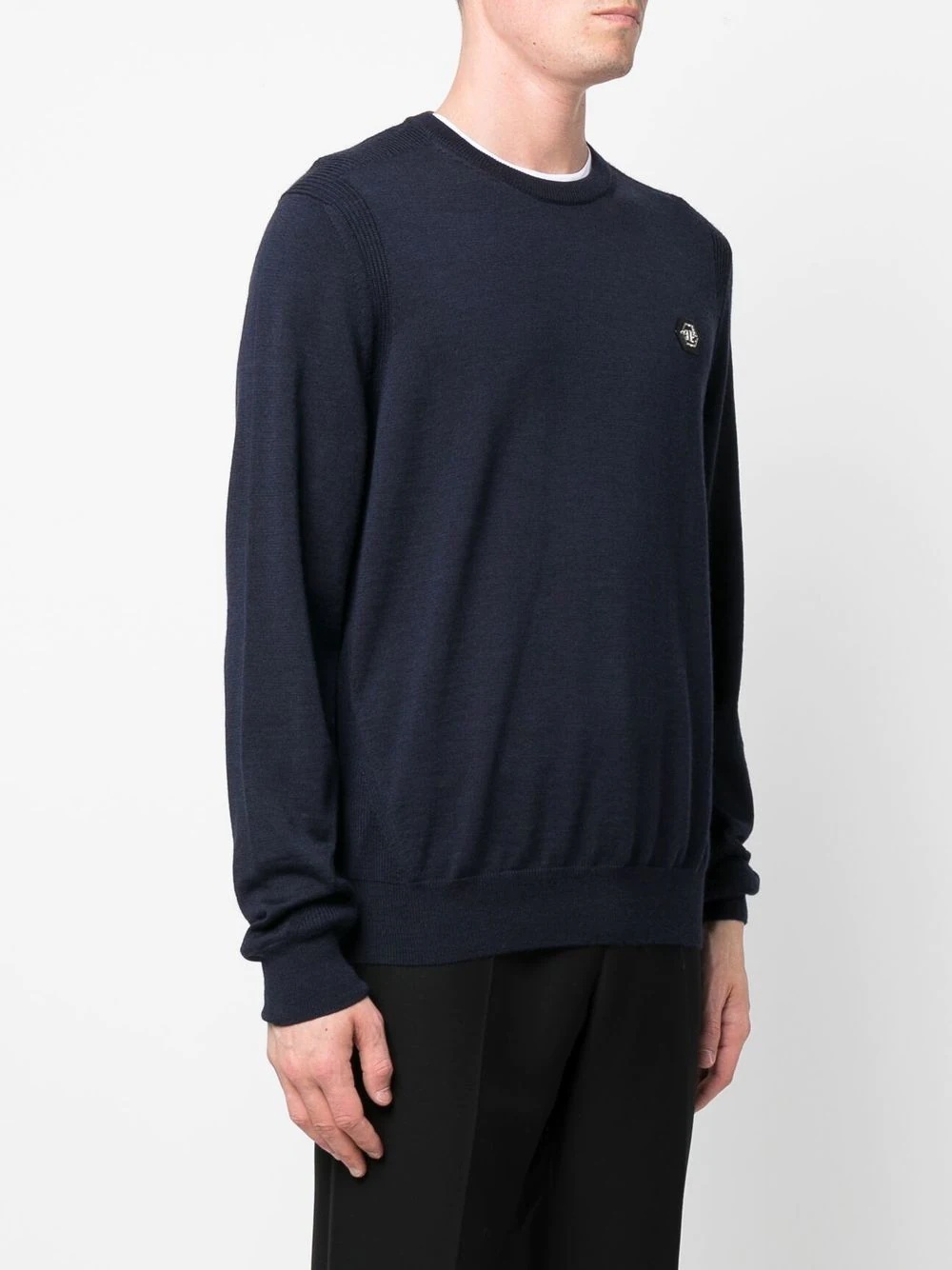 logo patch merino wool jumper - 3