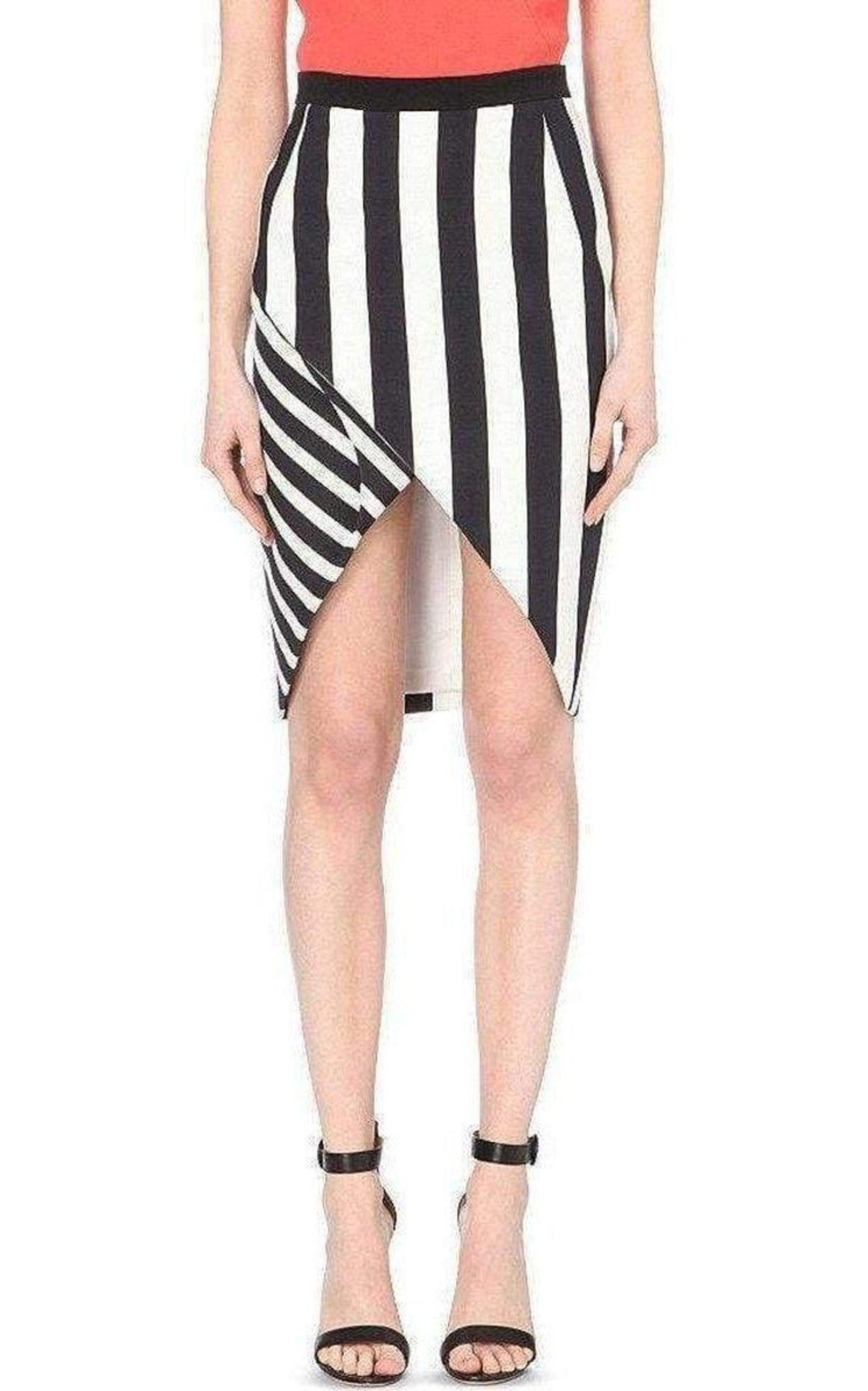 Striped Stretch Crepe Skirt - 4