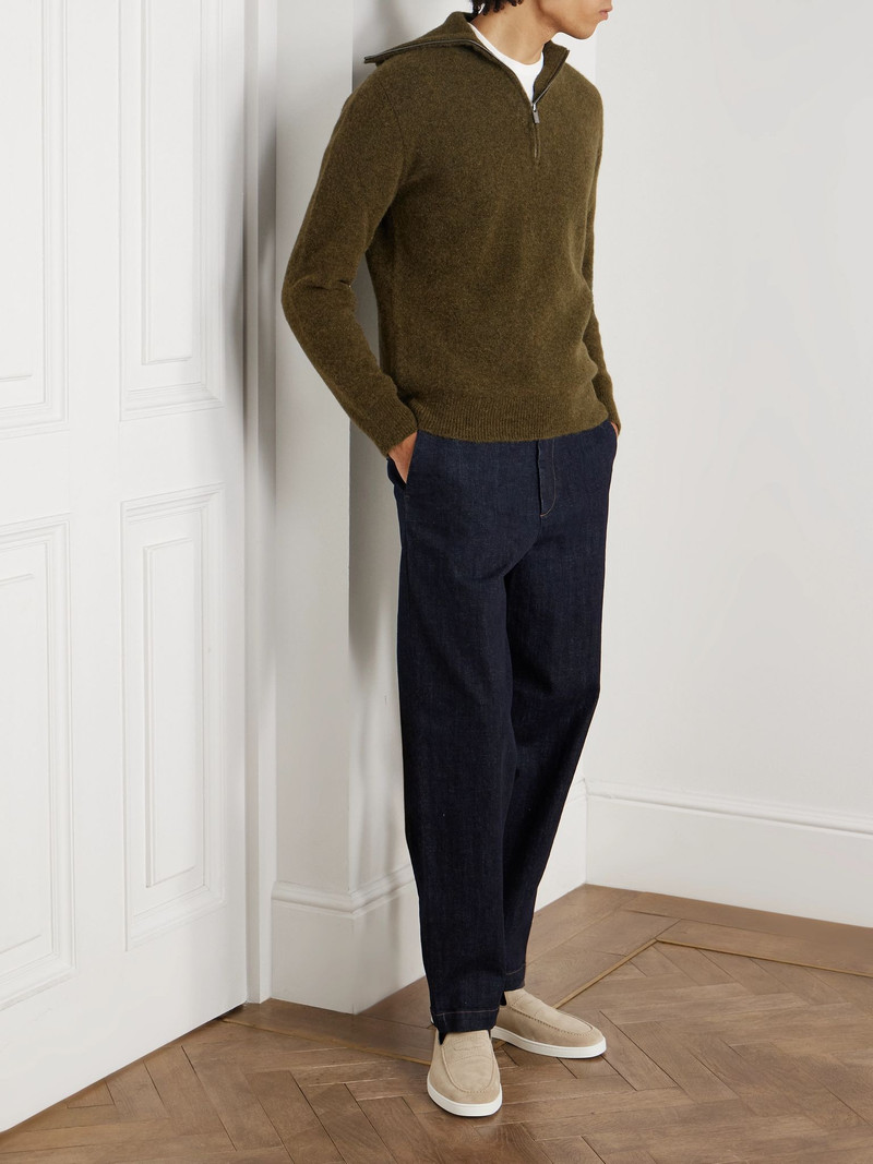 BARENA Alpaca-Blend Half-Zip Sweater Green outlook