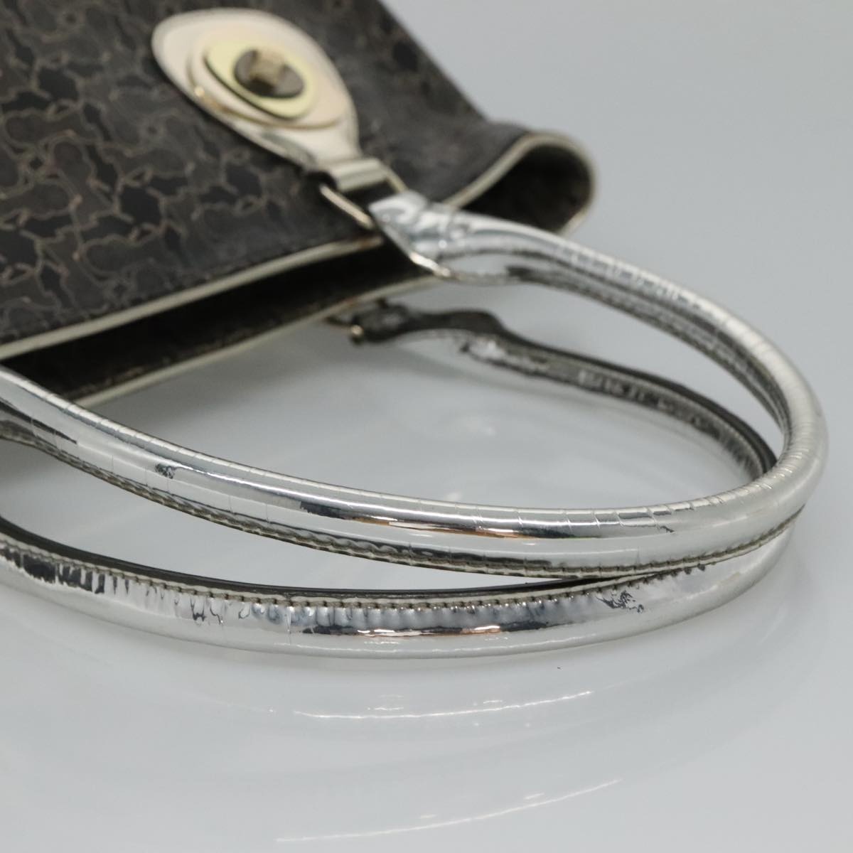 CELINE Horse Carriage Tote Bag Pvc Leather Black Silver - 7