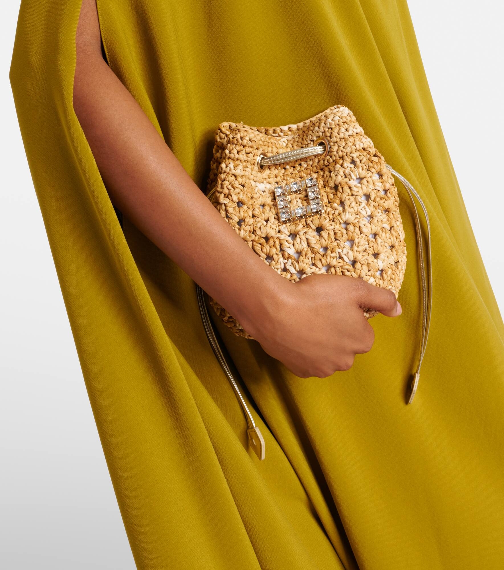 Tres Vivier raffia-effect bucket bag - 6
