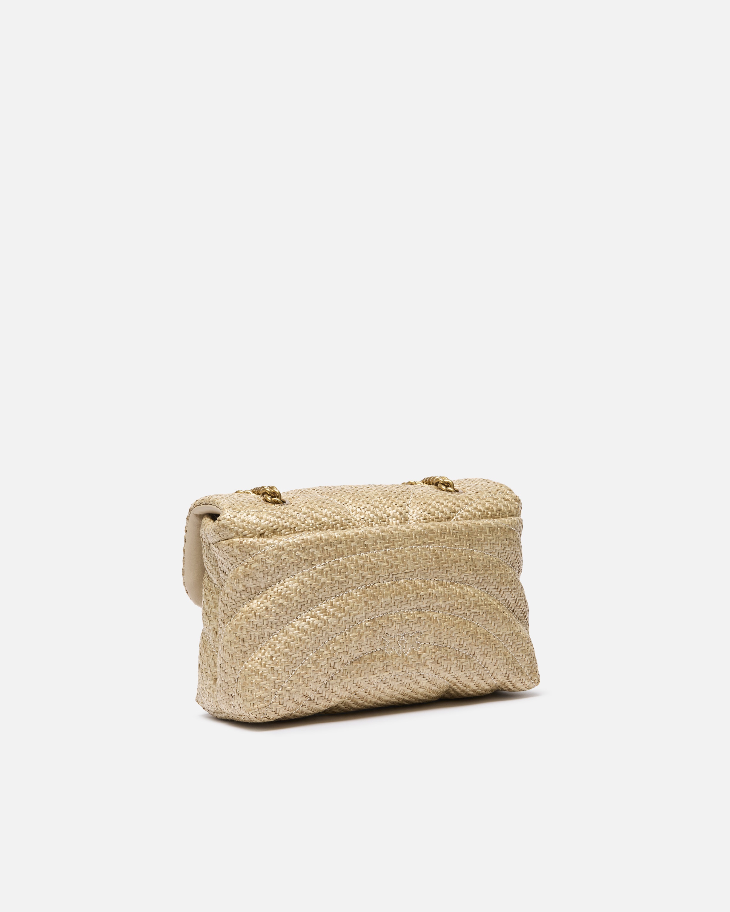 LOVE BAG PUFF MINI RAFFIA SHOULDER BAG WITH CHAIN - 2