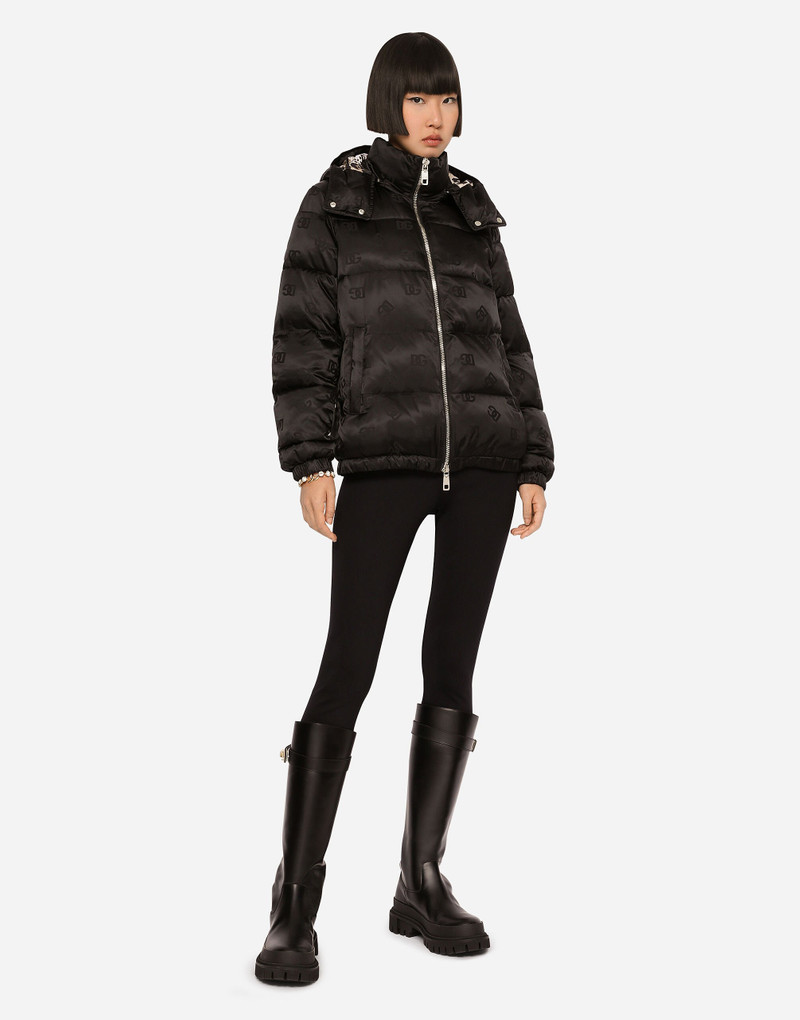 Satin jacquard down jacket with all-over DG logo 4