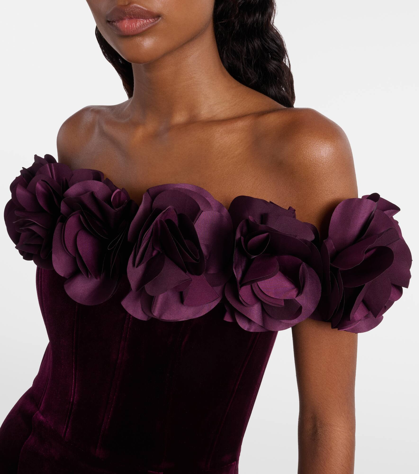 Floral-appliqué velvet minidress - 4
