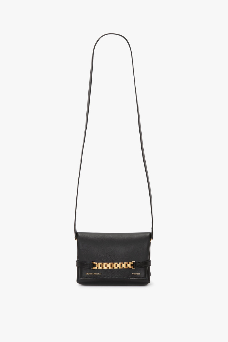 Chain Pouch Bag Mini In Black Leather 1