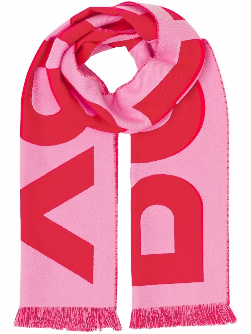 logo-jacquard wool scarf - 3