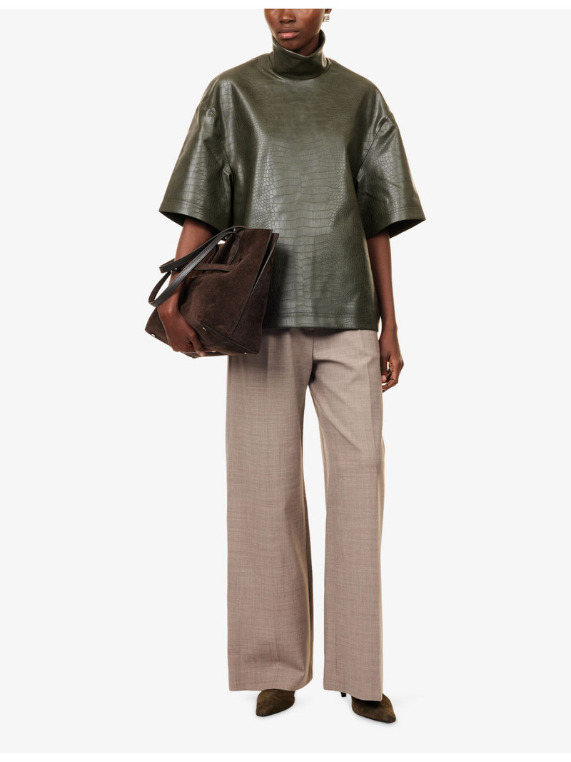 The Frankie Shop Delancey Croc Faux-Leather Top outlook