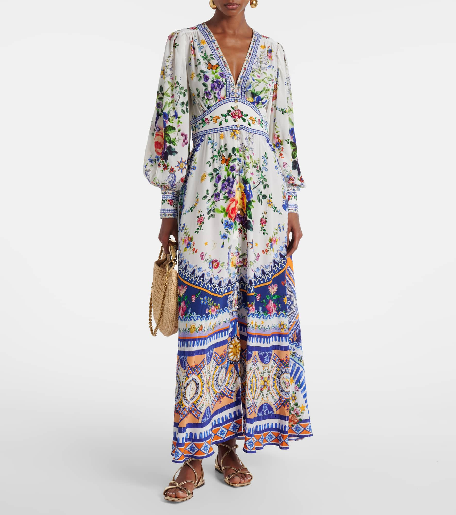 Printed silk crêpe maxi dress - 2