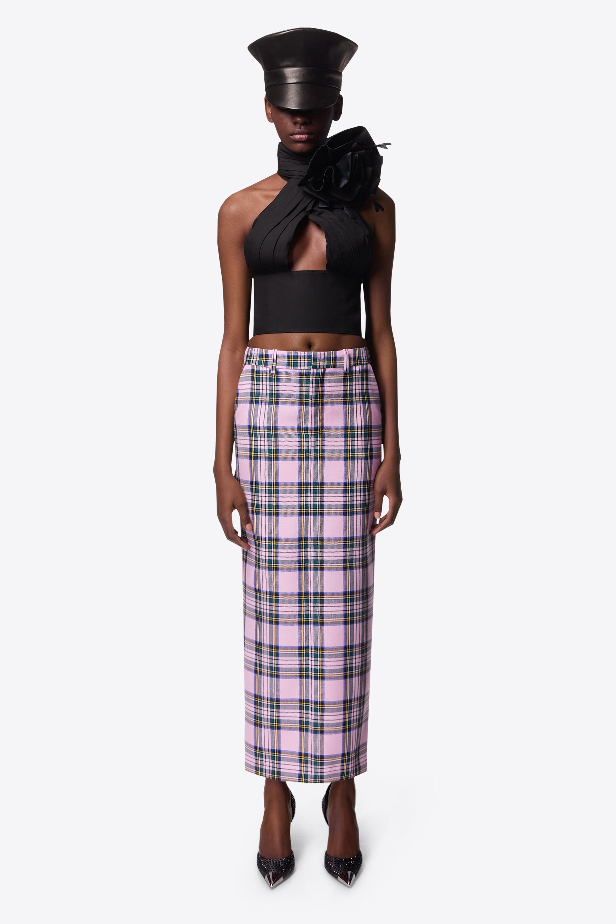 CHECKED MIDI SKIRT - 4
