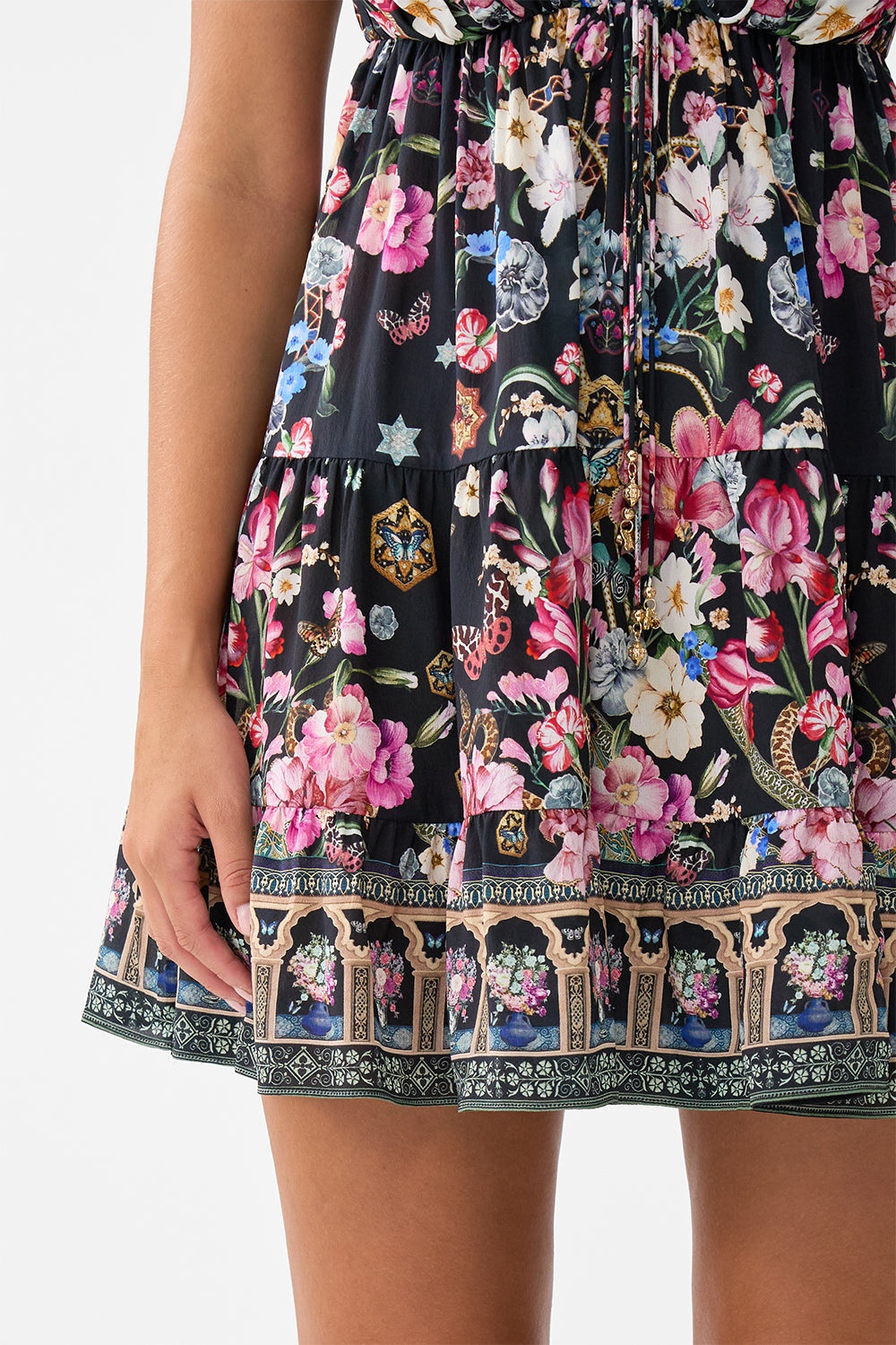 GATHERED BUST TIERED MINI DRESS - 6