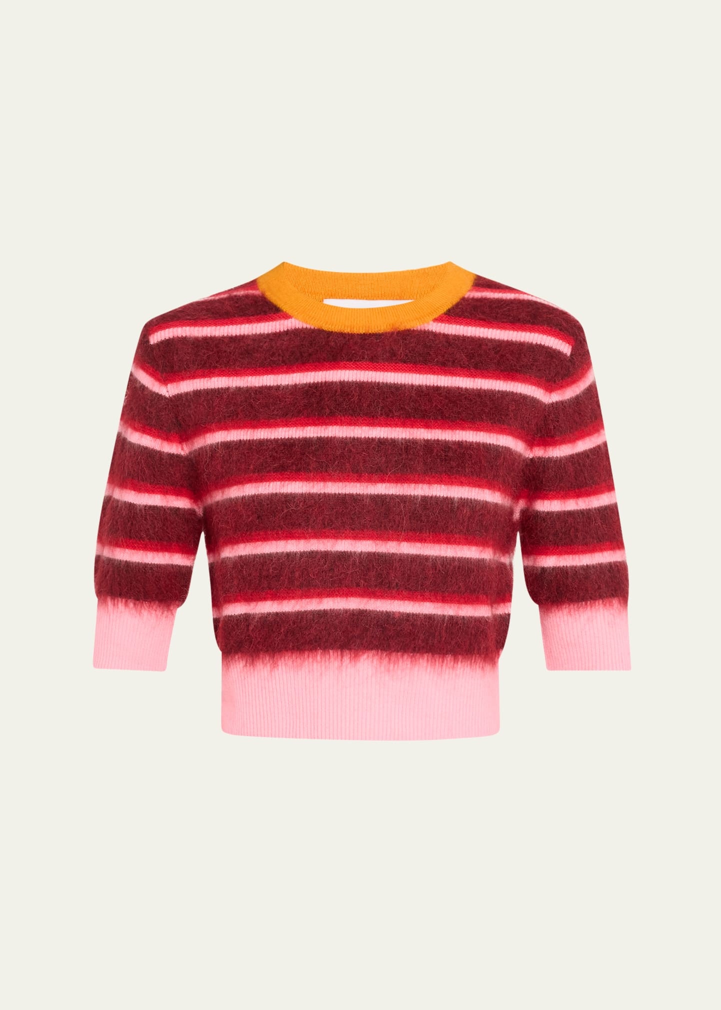 Striped Mohair Crop Ringer Sweater - 1