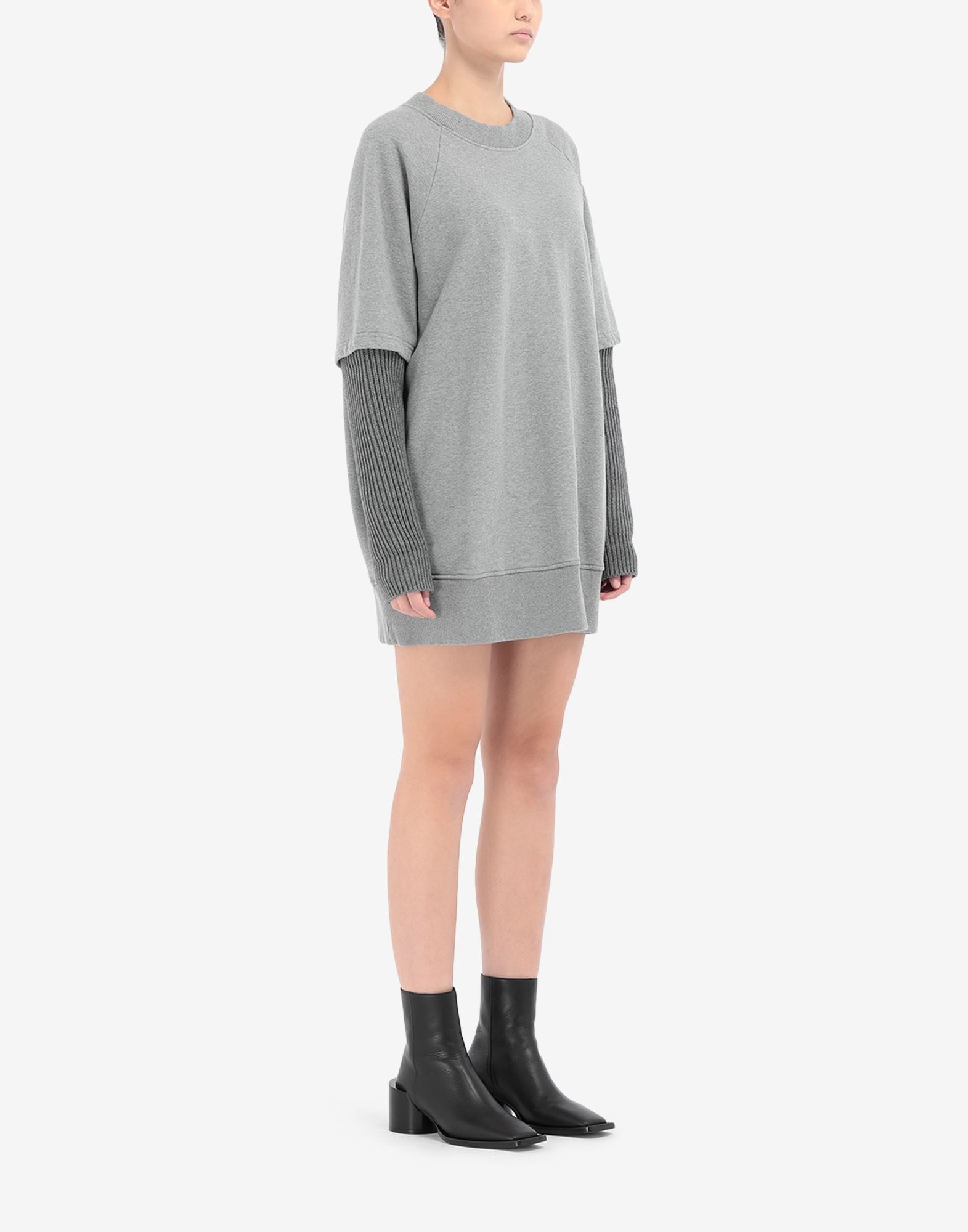 Ribbed sleeve sweatshirt dress - 3