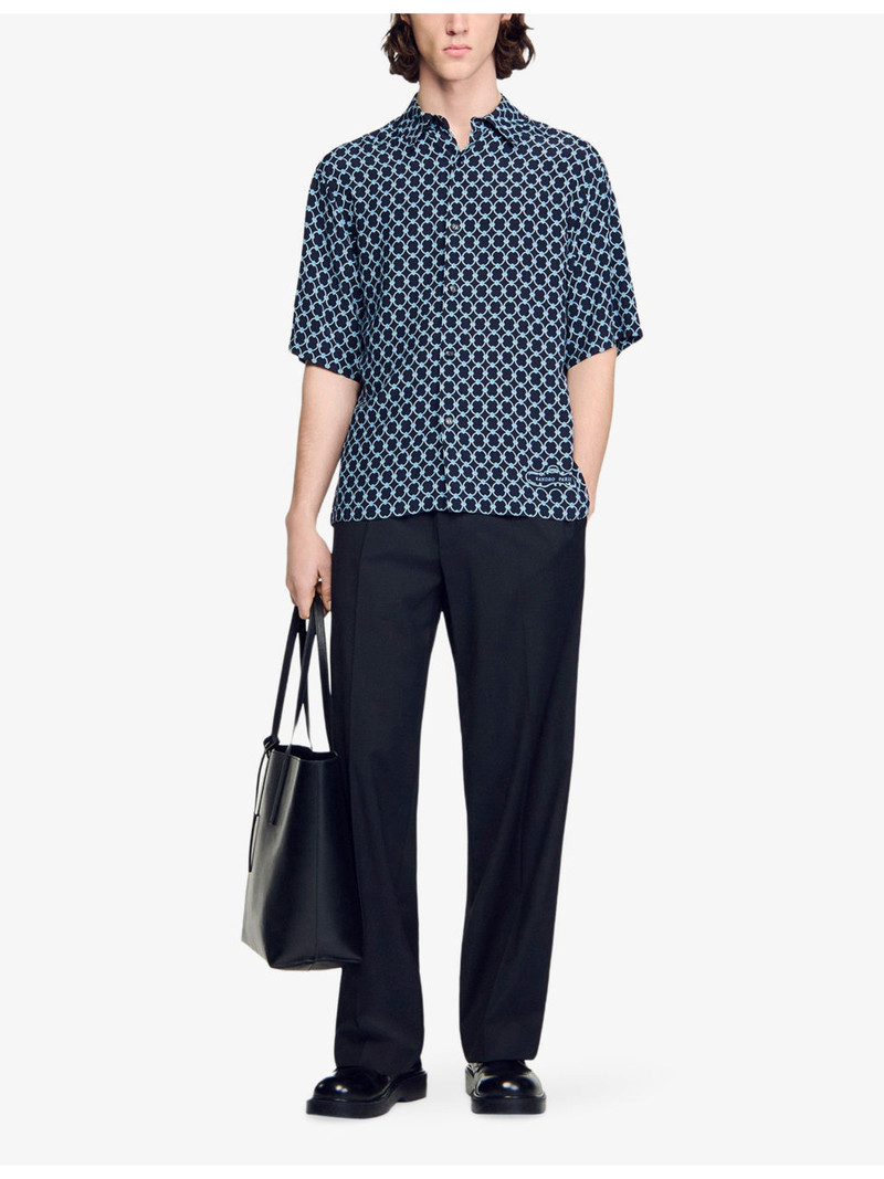 Sandro Link-Print Relaxed-Fit Woven Shirt outlook