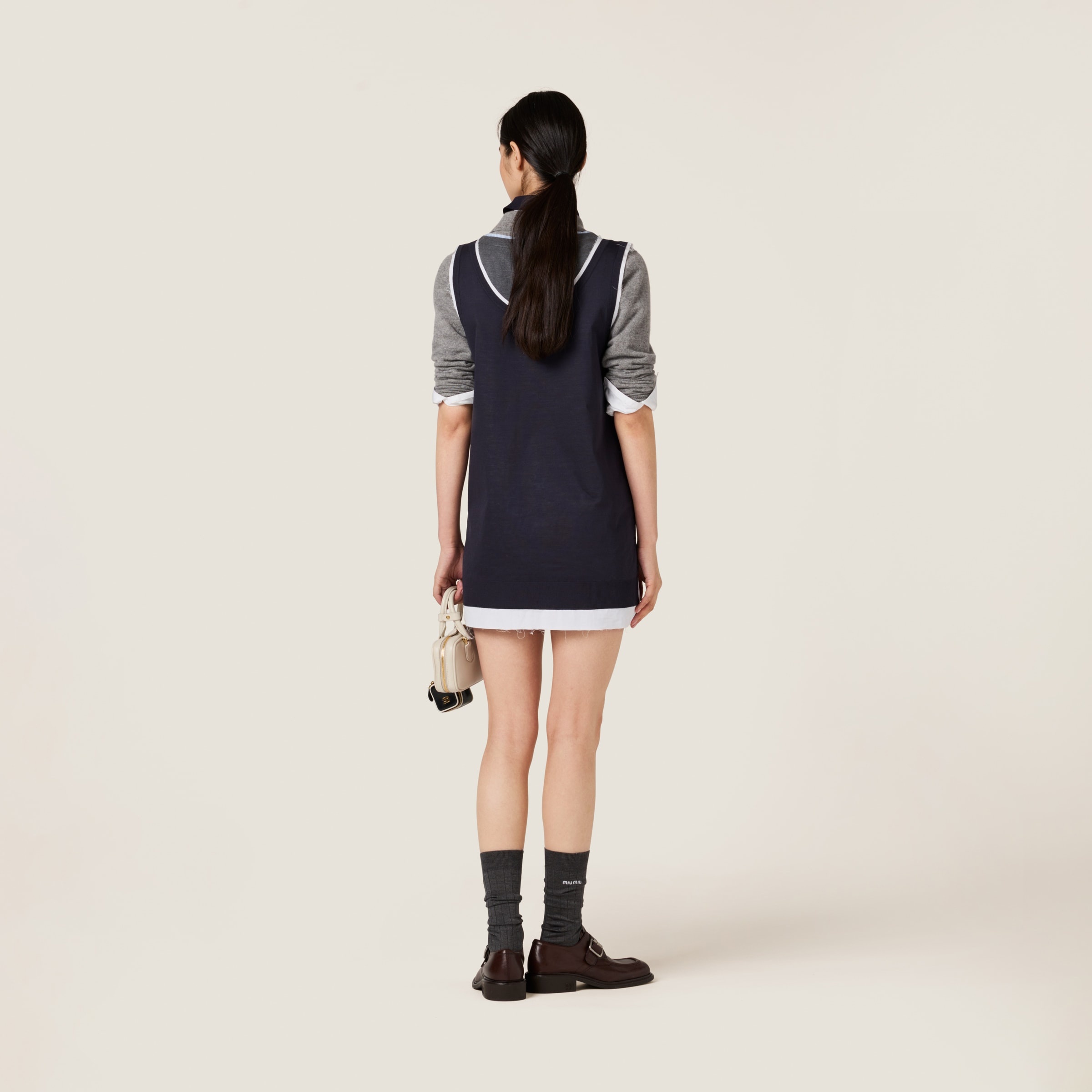 Knit and poplin mini-dress - 3
