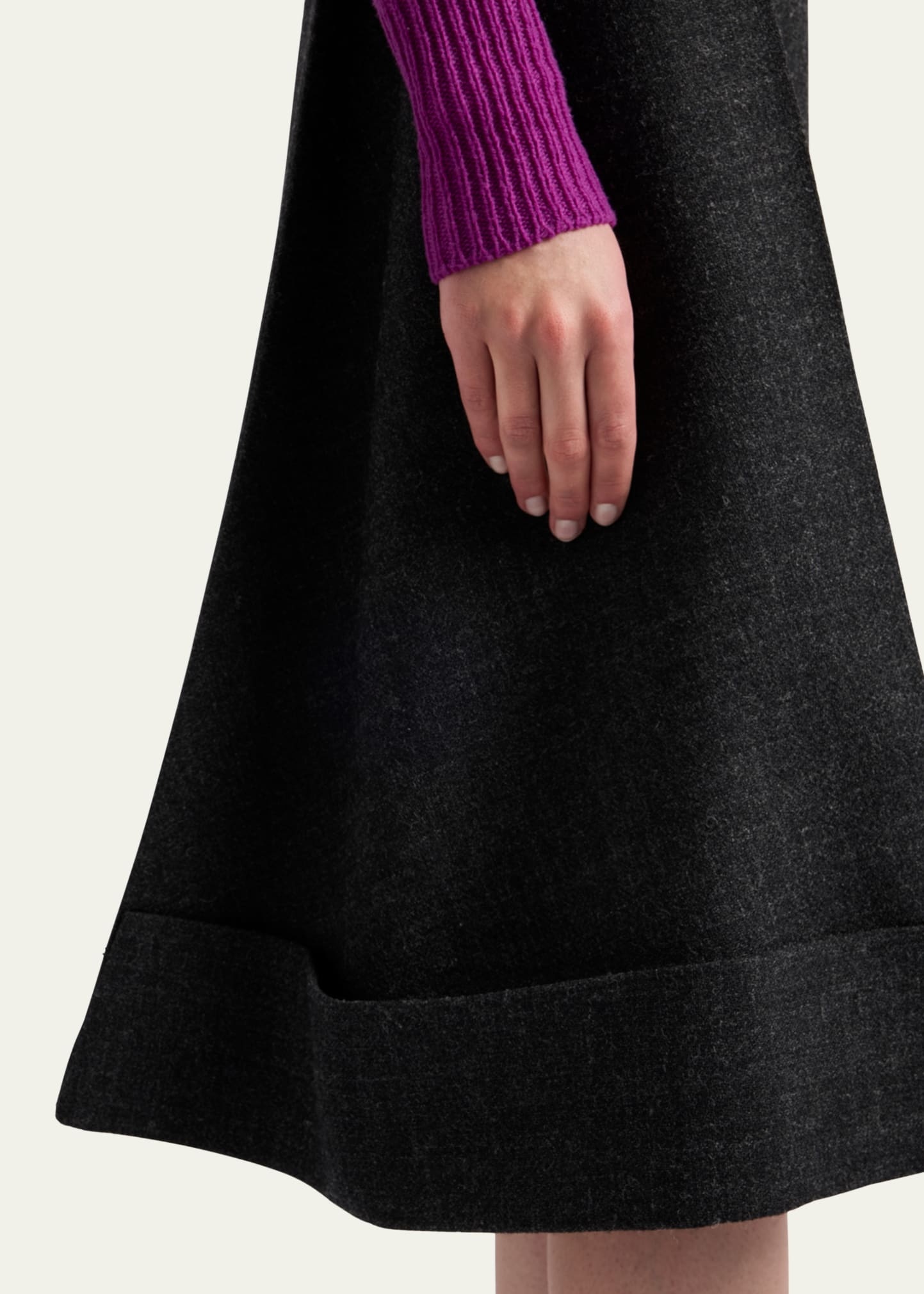 A-Line Midi Wool Skirt - 4