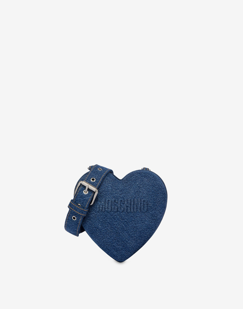 DENIM MOSCHINO HEARTBEAT BAG WITH LOGO 1