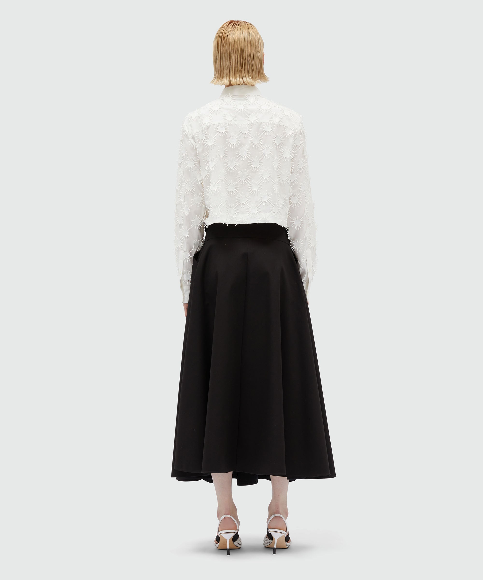 Wide gabardine skirt with crossover - 3