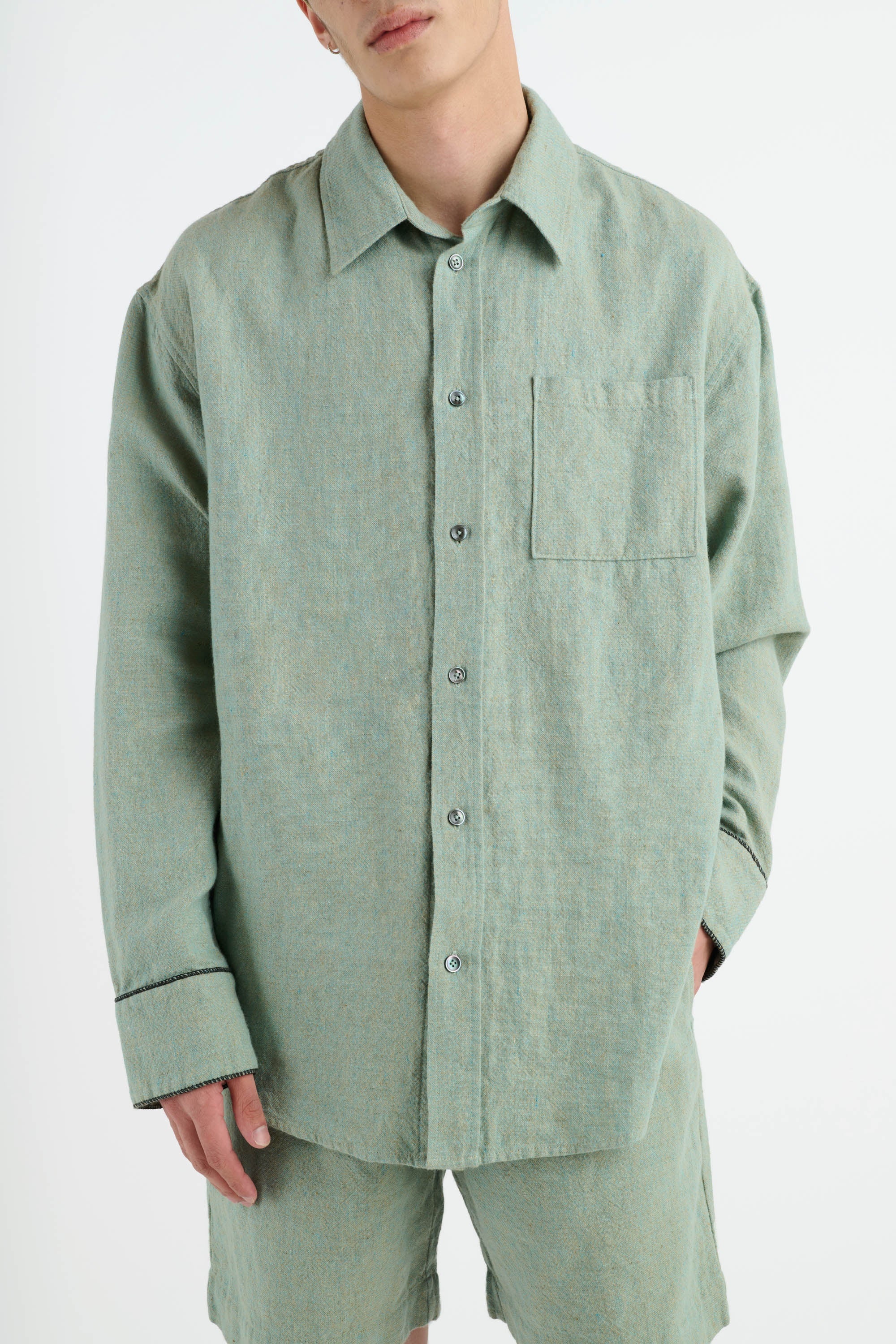 CHAMBRAY BUTTON-UP SHIRT - 3