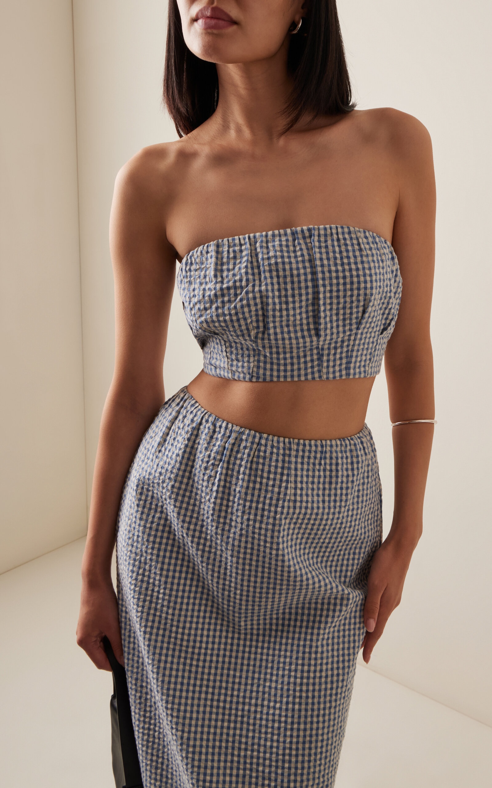 Mira Gingham Cotton Crop Top blue - 2