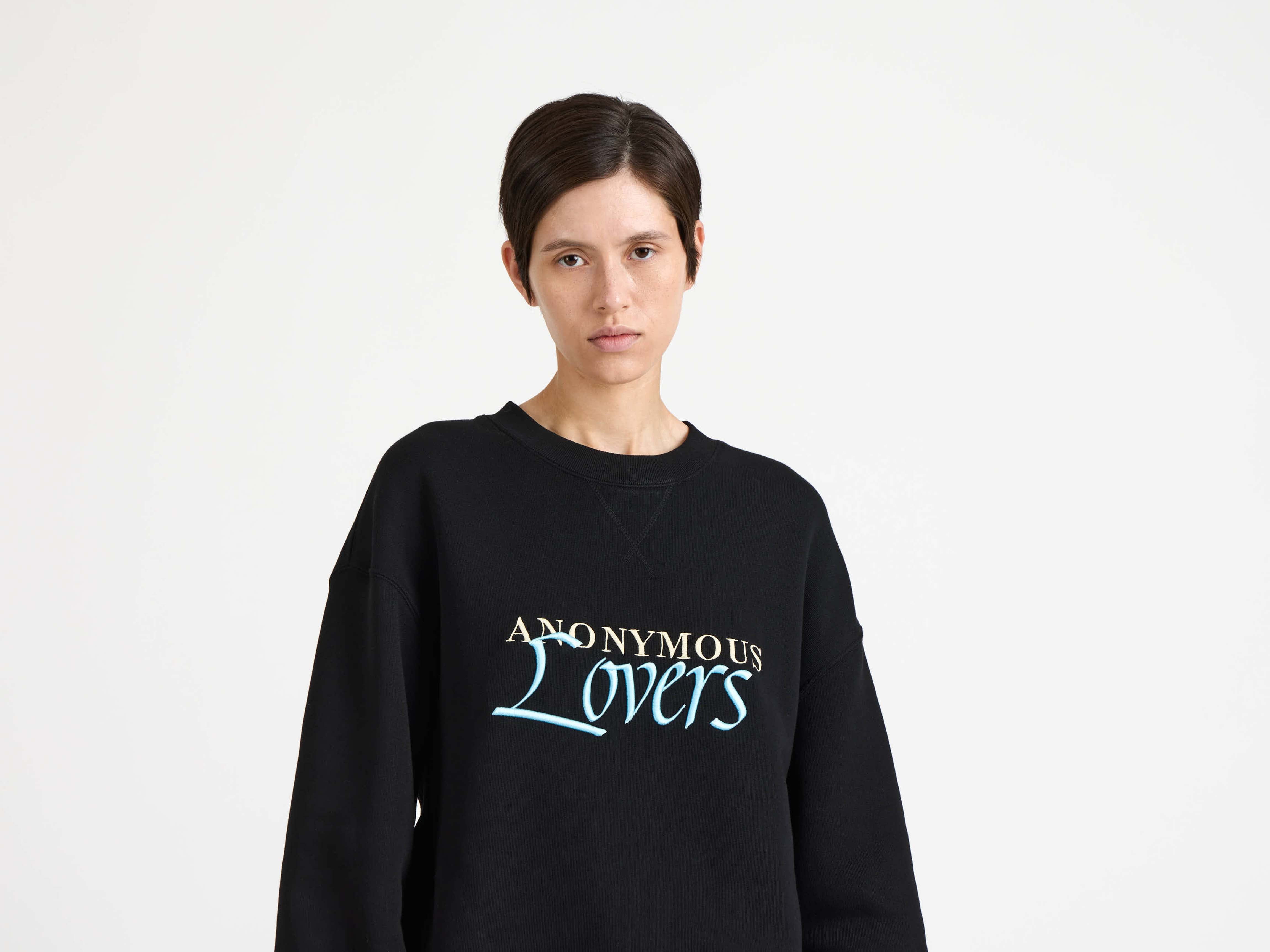 WOMENS 'ANONYMOUS LOVERS' SWEATSHIRT IN WASHED BLACK - 5