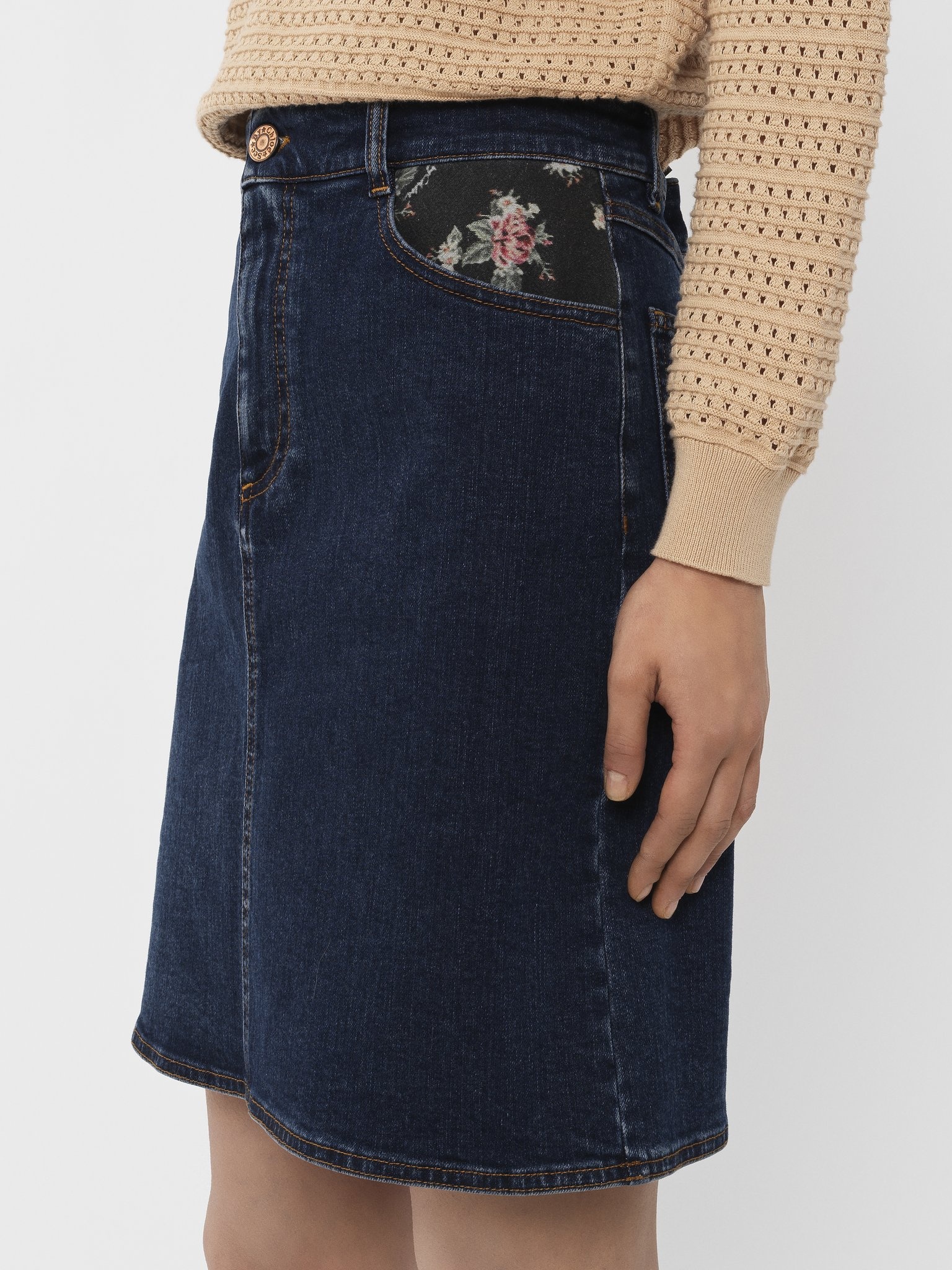 PRINTED DENIM MINI SKIRT - 5
