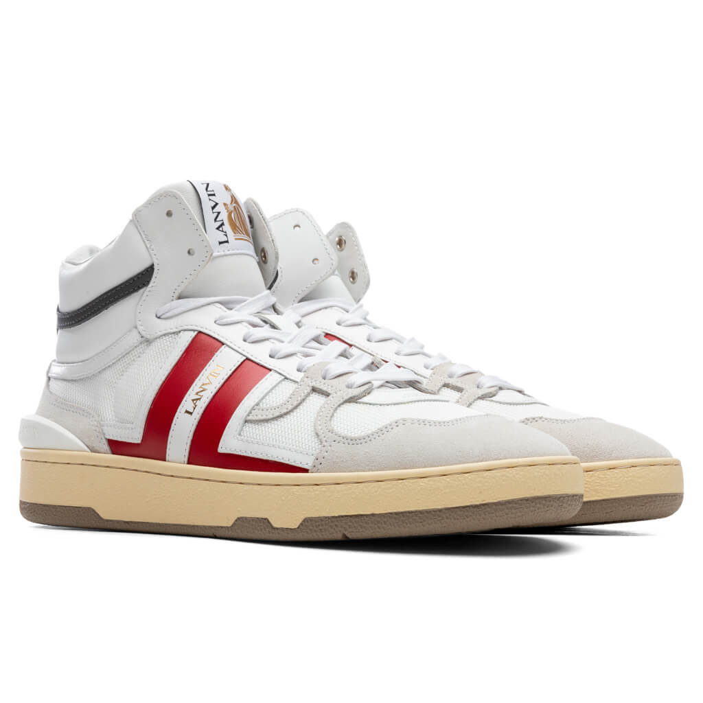 LANVIN CLAY HIGH TOP SNEAKERS - WHITE/RED - 2