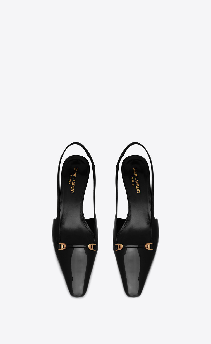 SAINT LAURENT blade slingback pumps in patent leather outlook