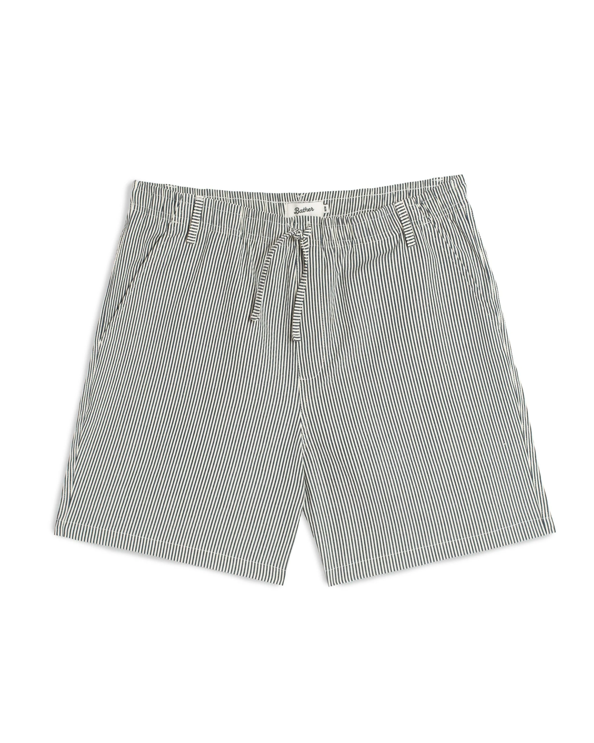 Navy Pinstripe Leisure Short - 1