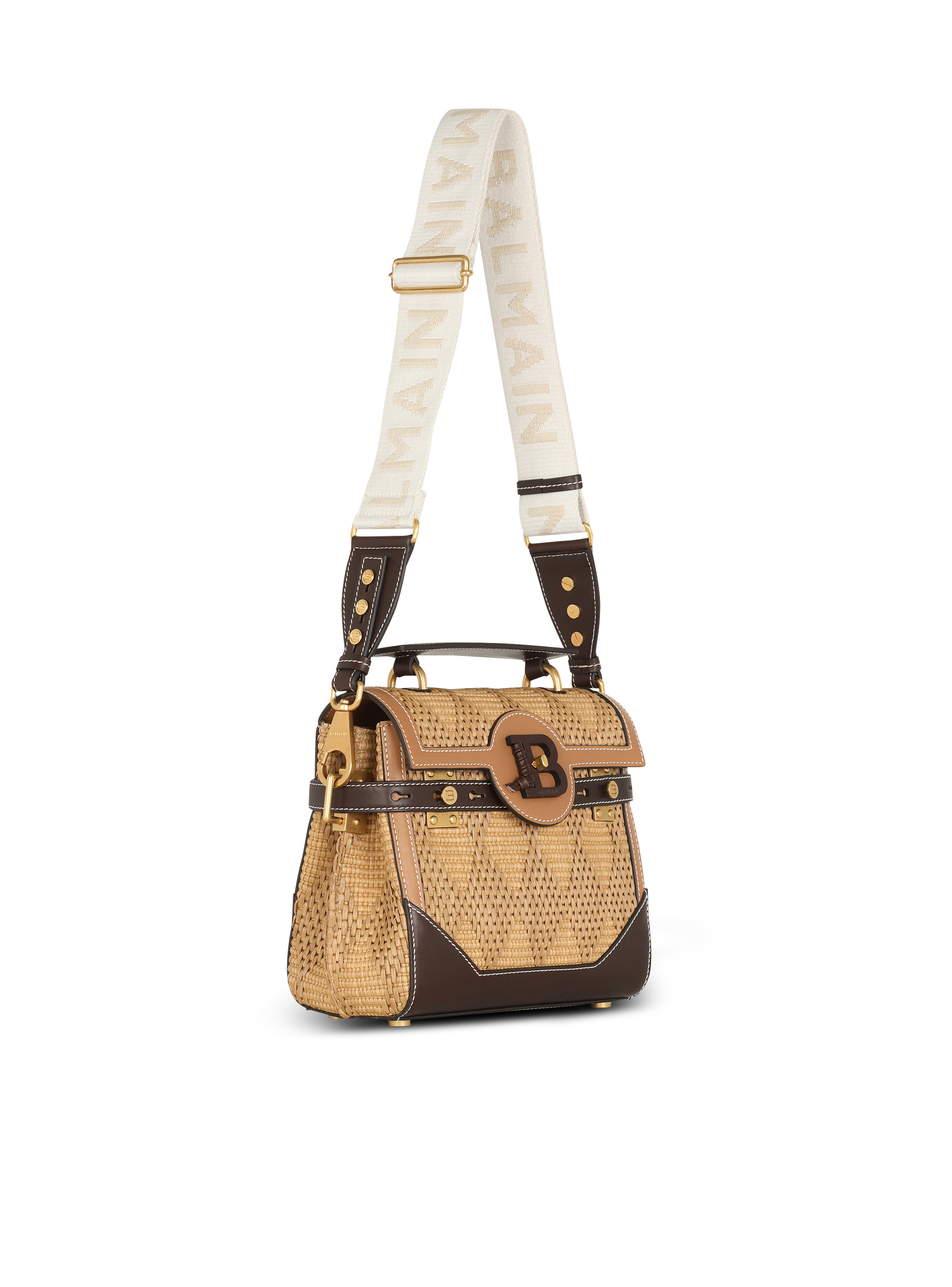 B-Buzz 23 leather and raffia bag - 3