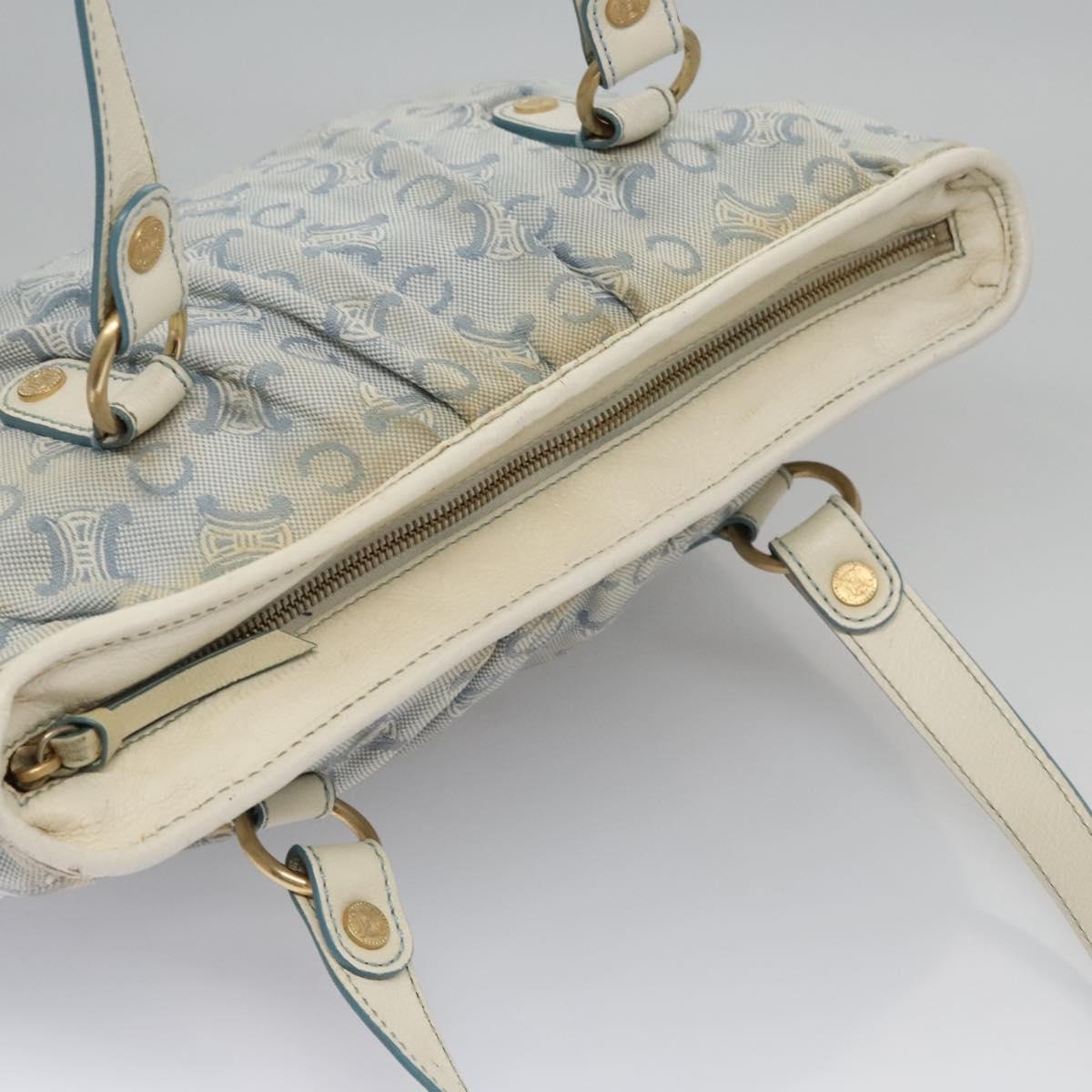 CELINE C Macadam Canvas Tote Bag Light Blue White Gold - 7