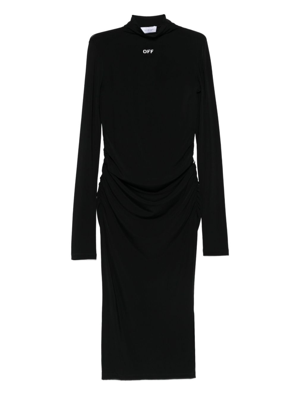 Off Stamp high-neck ruched dress - 1