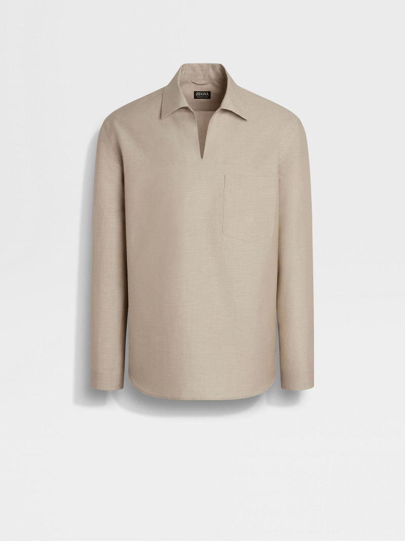 CROSSOVER BLEND COTTON LINEN AND SILK POLO SHIRT 1