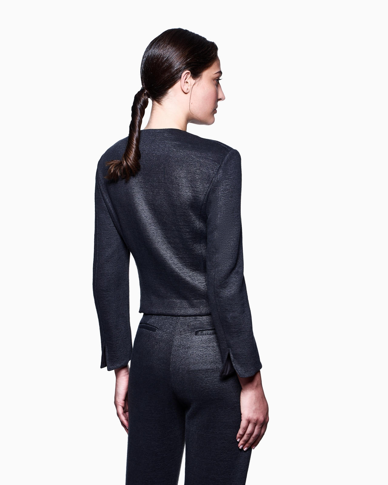 SHORT JACKET IN A VISCOSE AND LINEN JERSEY - 3