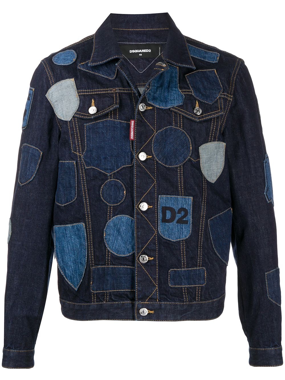 logo patch-work denim jacket - 1