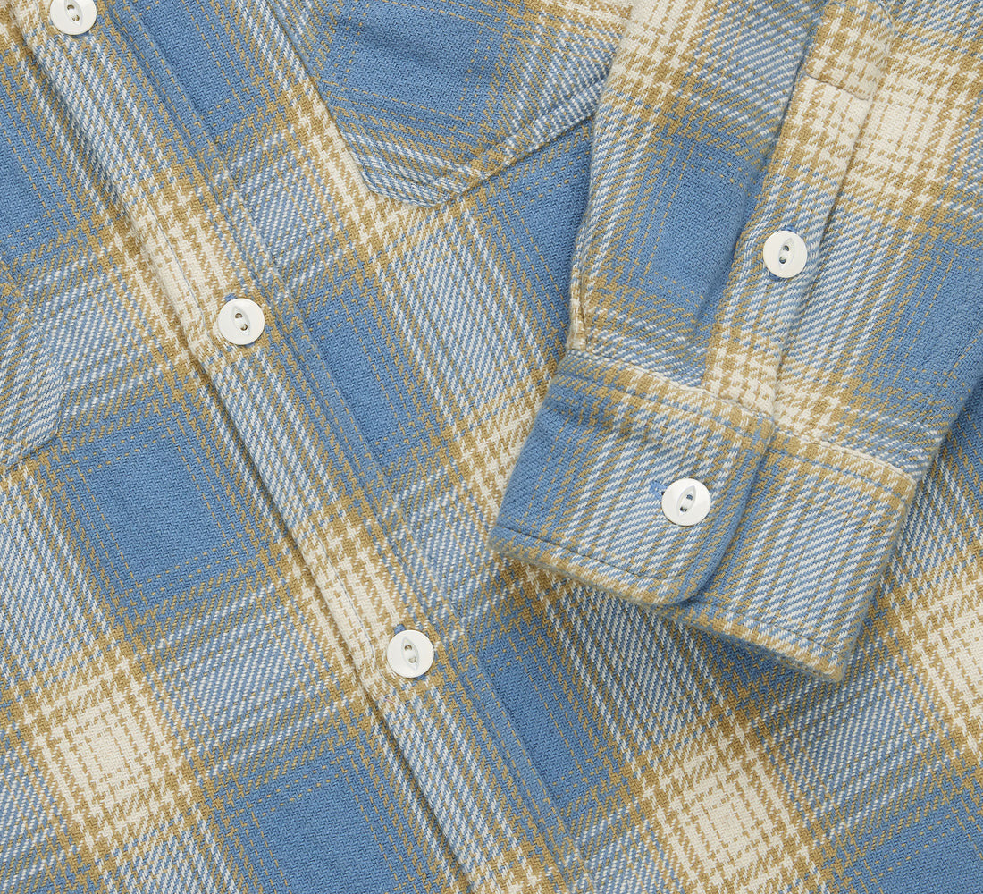 Crosscut Flannel - Powder Blue Plaid - 4