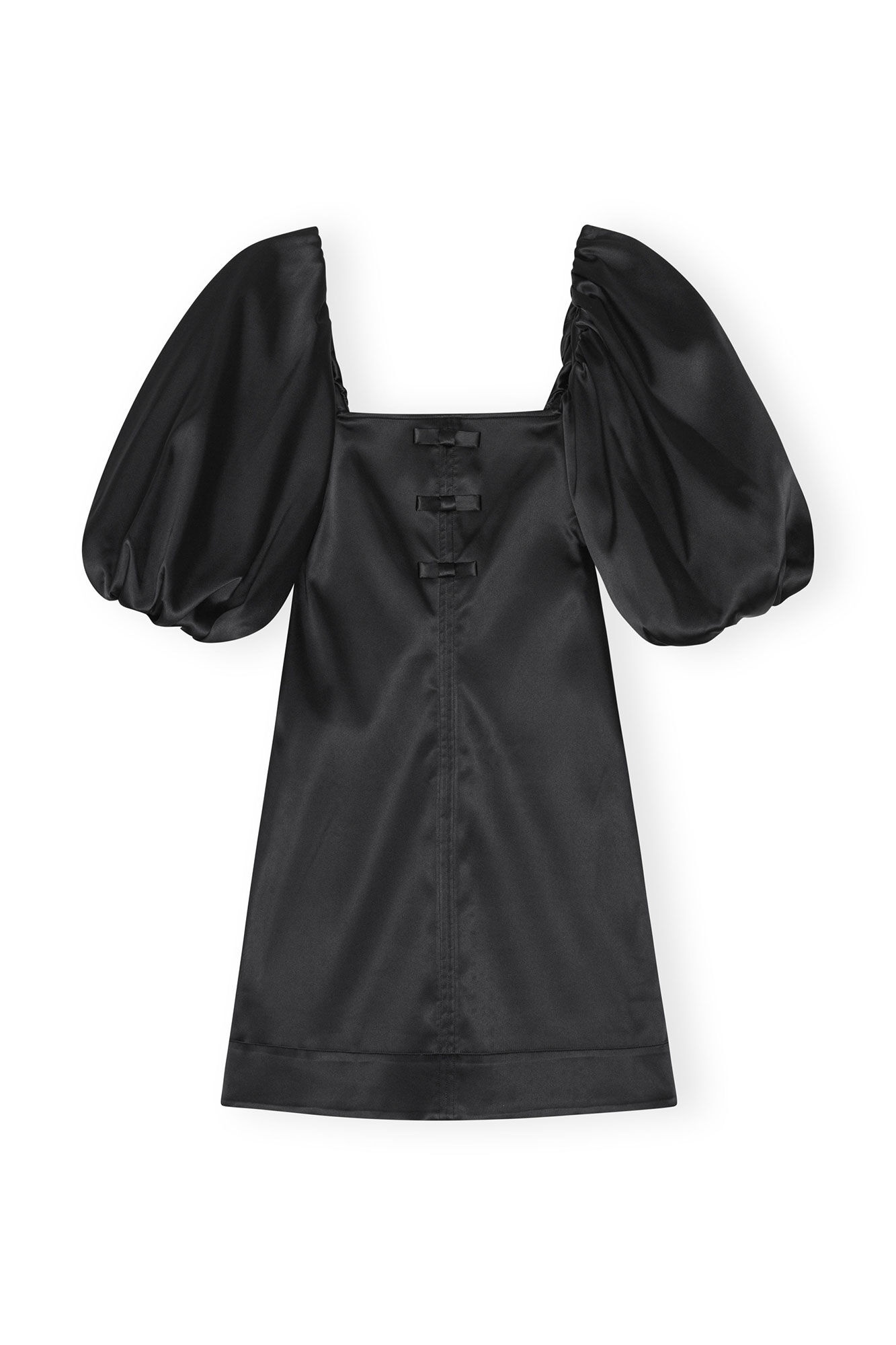 BLACK SATIN MINI DRESS - 6