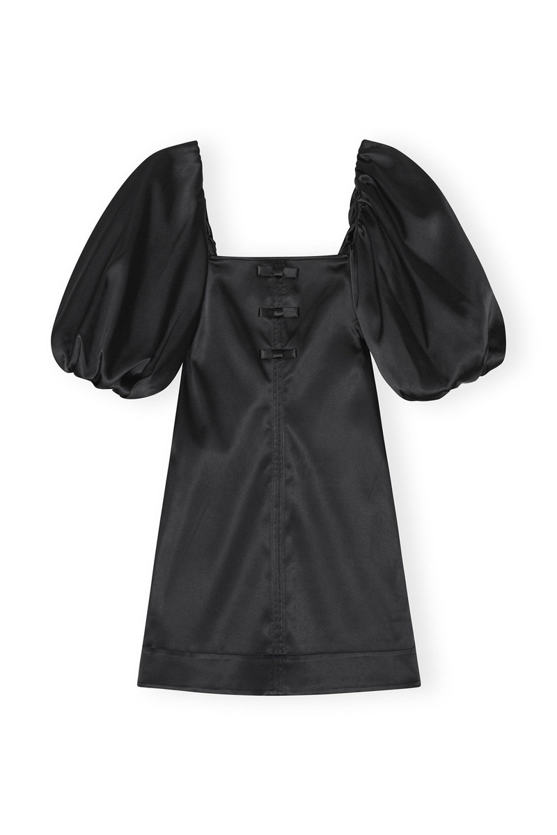 BLACK SATIN MINI DRESS - 1