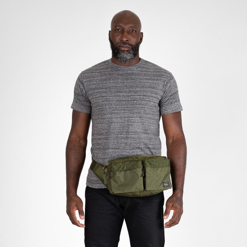 Iron Heart POR-FOR-WAS-OLV Porter - Yoshida & Co. - Force 2Way Waist Bag - Olive outlook